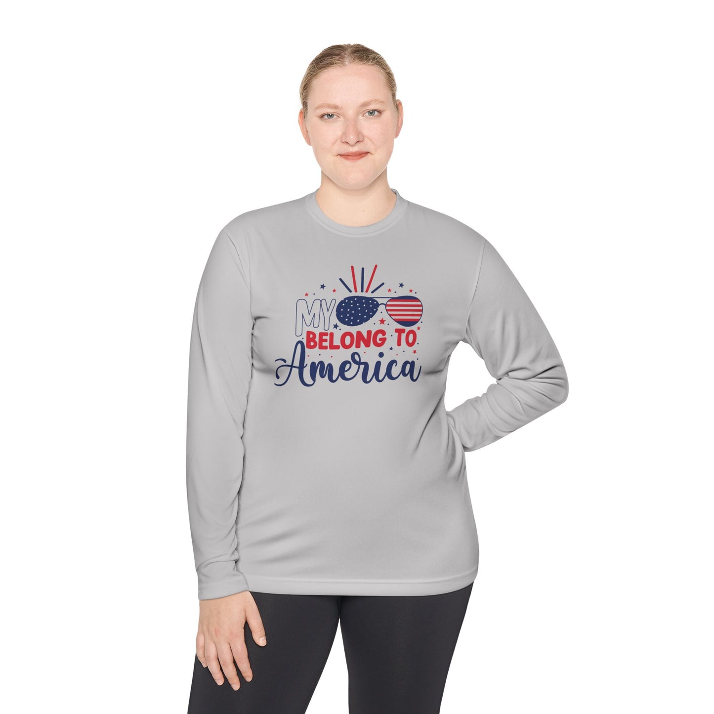 Unisex Long Sleeve Tee - My Heart Belongs to America, Fourth of July Shirt, Patriotic Tee, Independence Day Gift, Casual Americana Wear