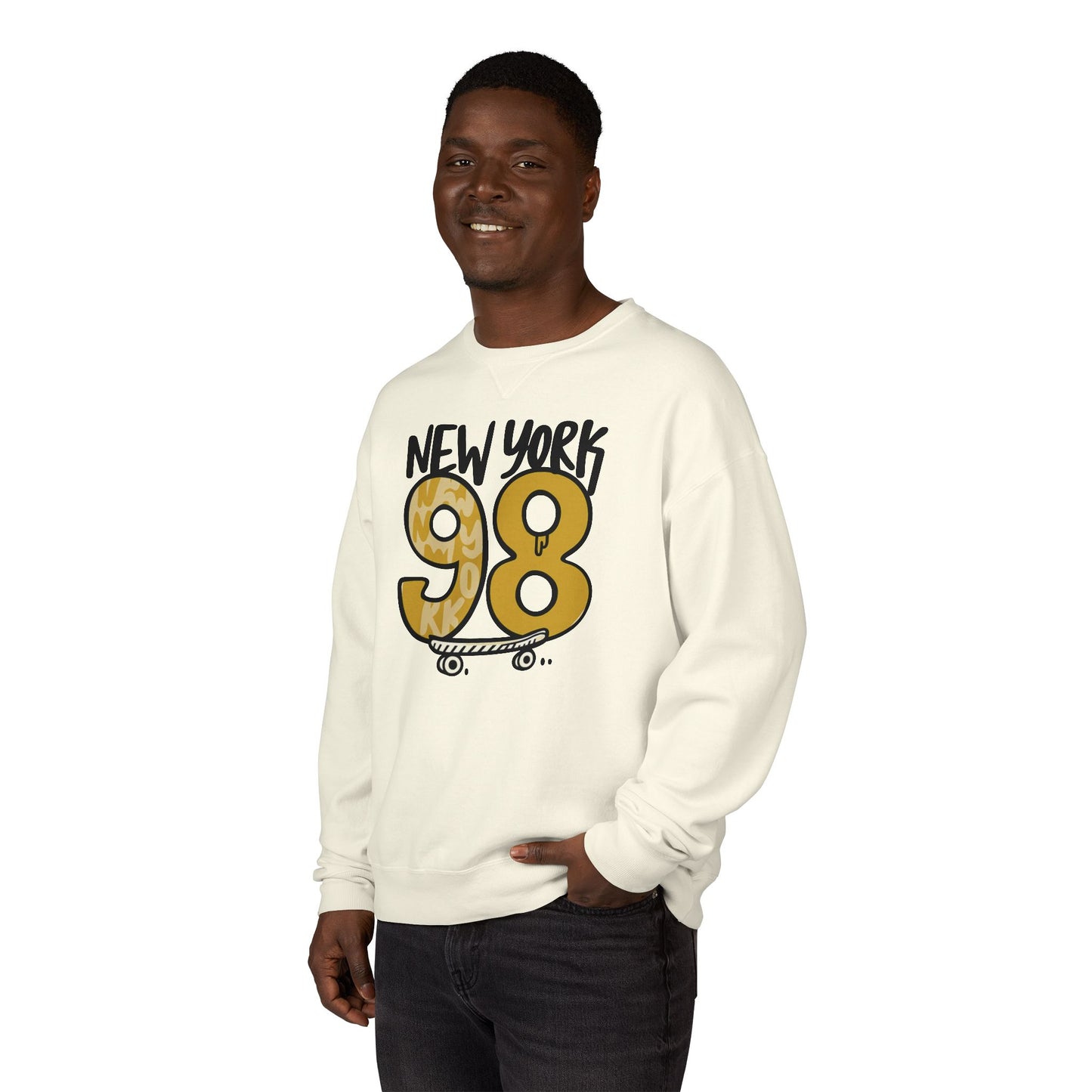 New York 98 Crewneck Sweatshirt, Unisex Sweatshirt, Casual Pullover, Skateboarder Gift, Streetwear Fashion, Comfortable Casual Wear