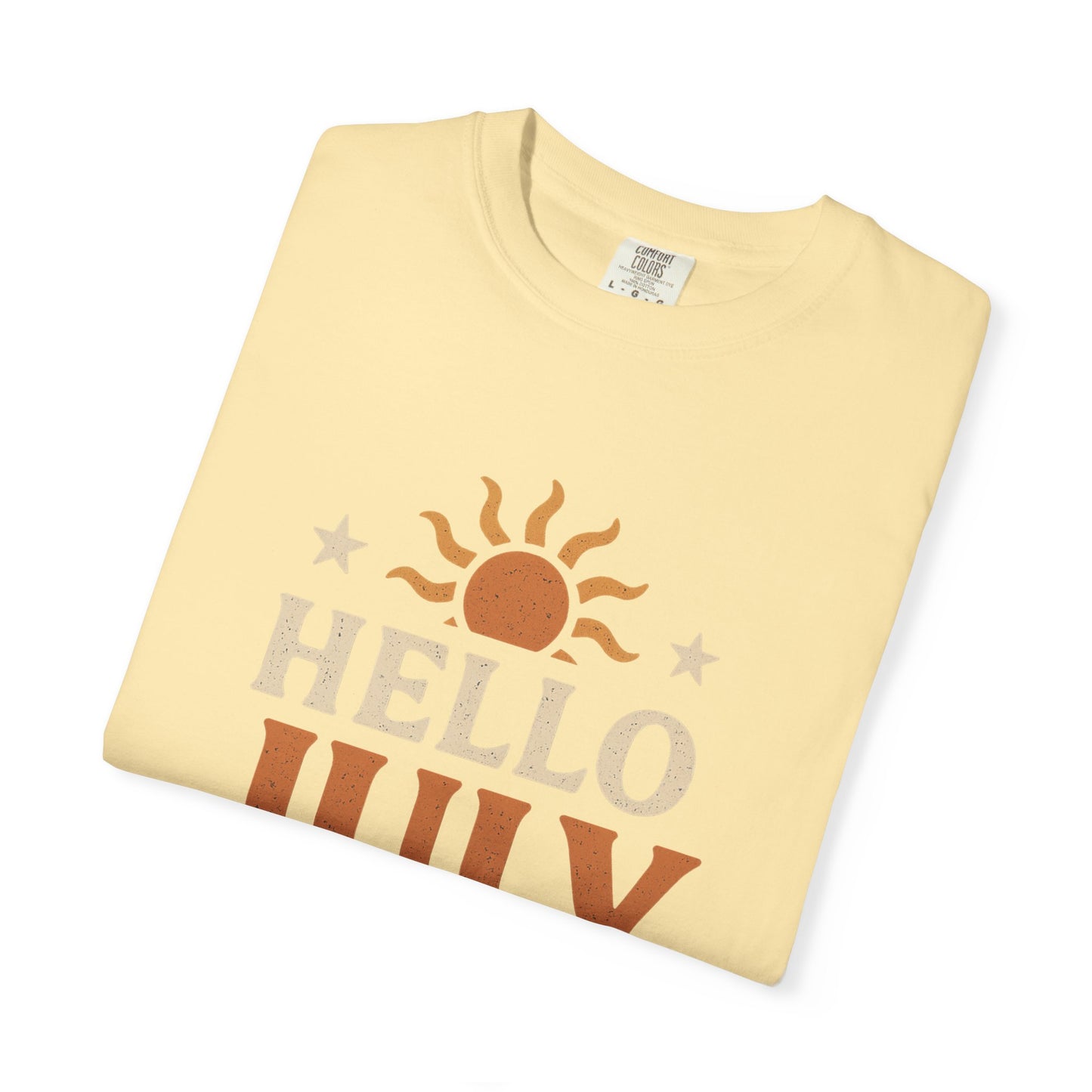August Vibes Garment-Dyed T-shirt, Summer Tee, Retro Graphic Tee, Gift for July Birthdays, Beachwear, Casual Summer Shirt