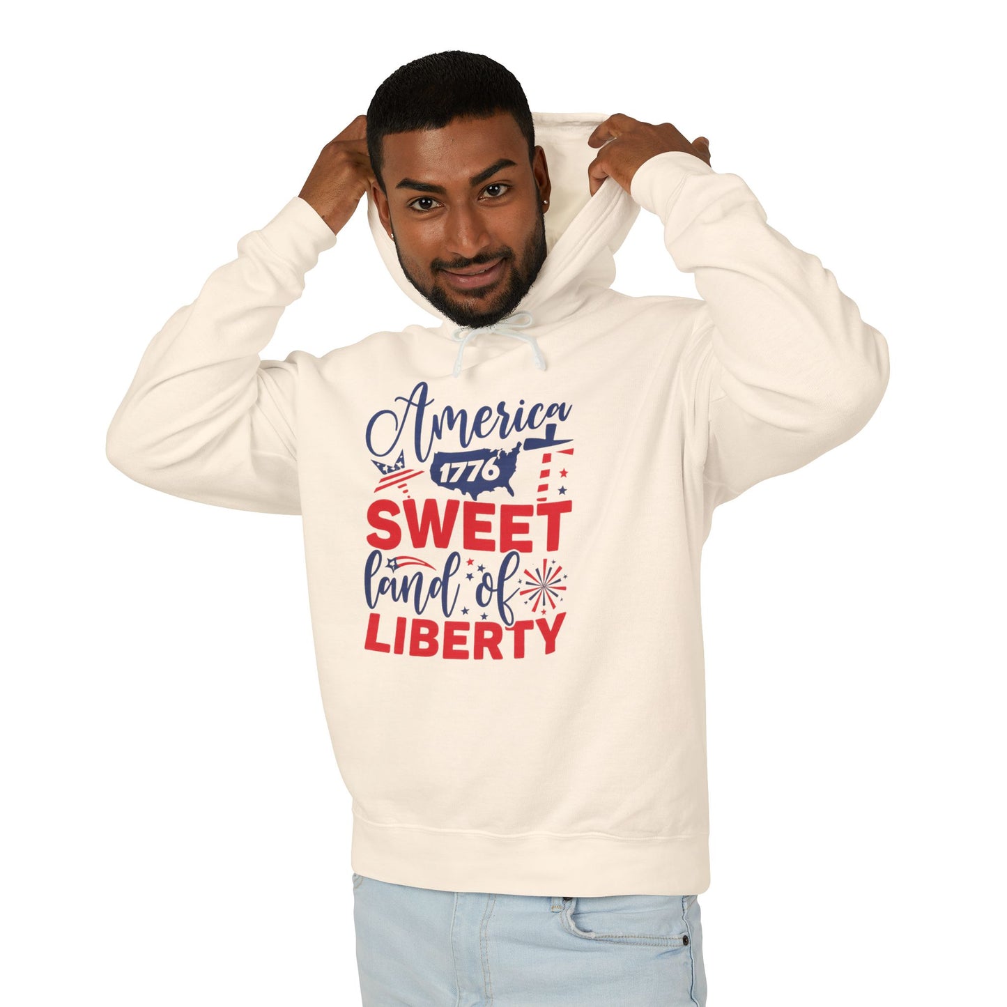 Unisex Lightweight Hooded Sweatshirt - Sweet Land of Liberty, Patriotic Hoodie, 4th of July Gift, USA Pride Apparel, American Freedom Style