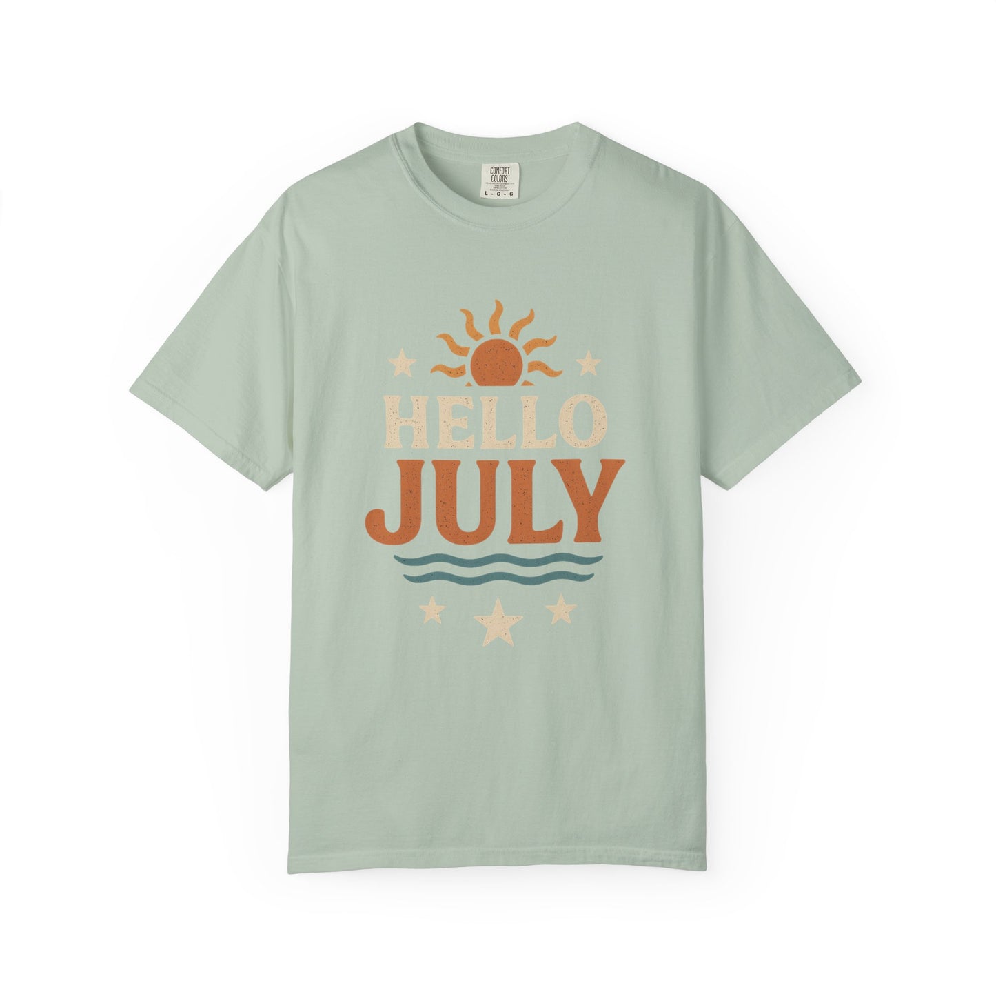 August Vibes Garment-Dyed T-shirt, Summer Tee, Retro Graphic Tee, Gift for July Birthdays, Beachwear, Casual Summer Shirt