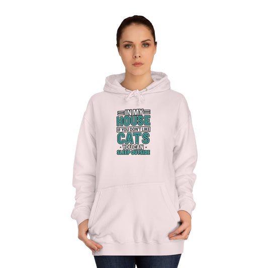 Humorous Cat Lovers Hoodie, Cozy Gift for Cat Owners, Funny College Sweatshirt, Birthday Present, Pet Lover Apparel, Indoor Relaxation