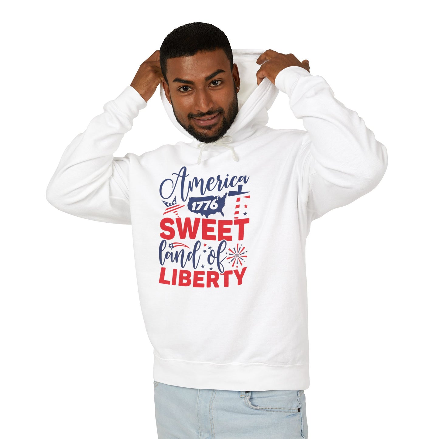 Unisex Lightweight Hooded Sweatshirt - Sweet Land of Liberty, Patriotic Hoodie, 4th of July Gift, USA Pride Apparel, American Freedom Style