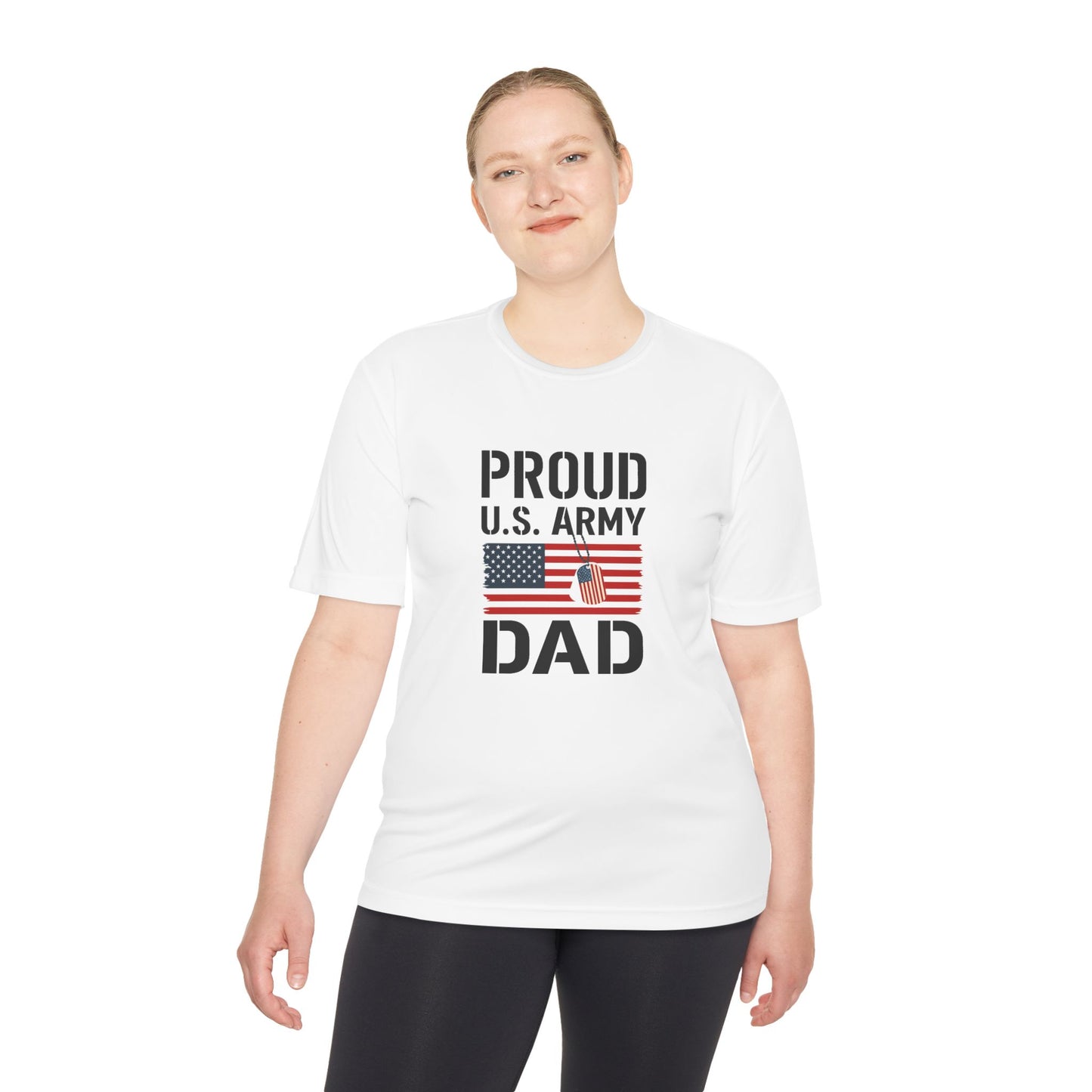 Proud Army Dad Moisture-Wicking Tee, Gift for Military Fathers, Patriotic Workout Shirt, Father's Day Gift, Casual Summer Top, Activewear
