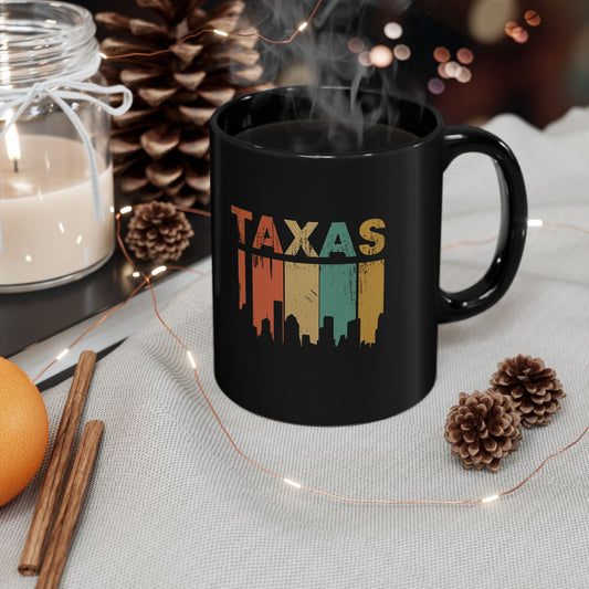 Texas Skyline Coffee Mug, Vintage Texas Mug, Black 11oz/15oz Mug, Perfect for Gifts, Souvenirs, Home Decor