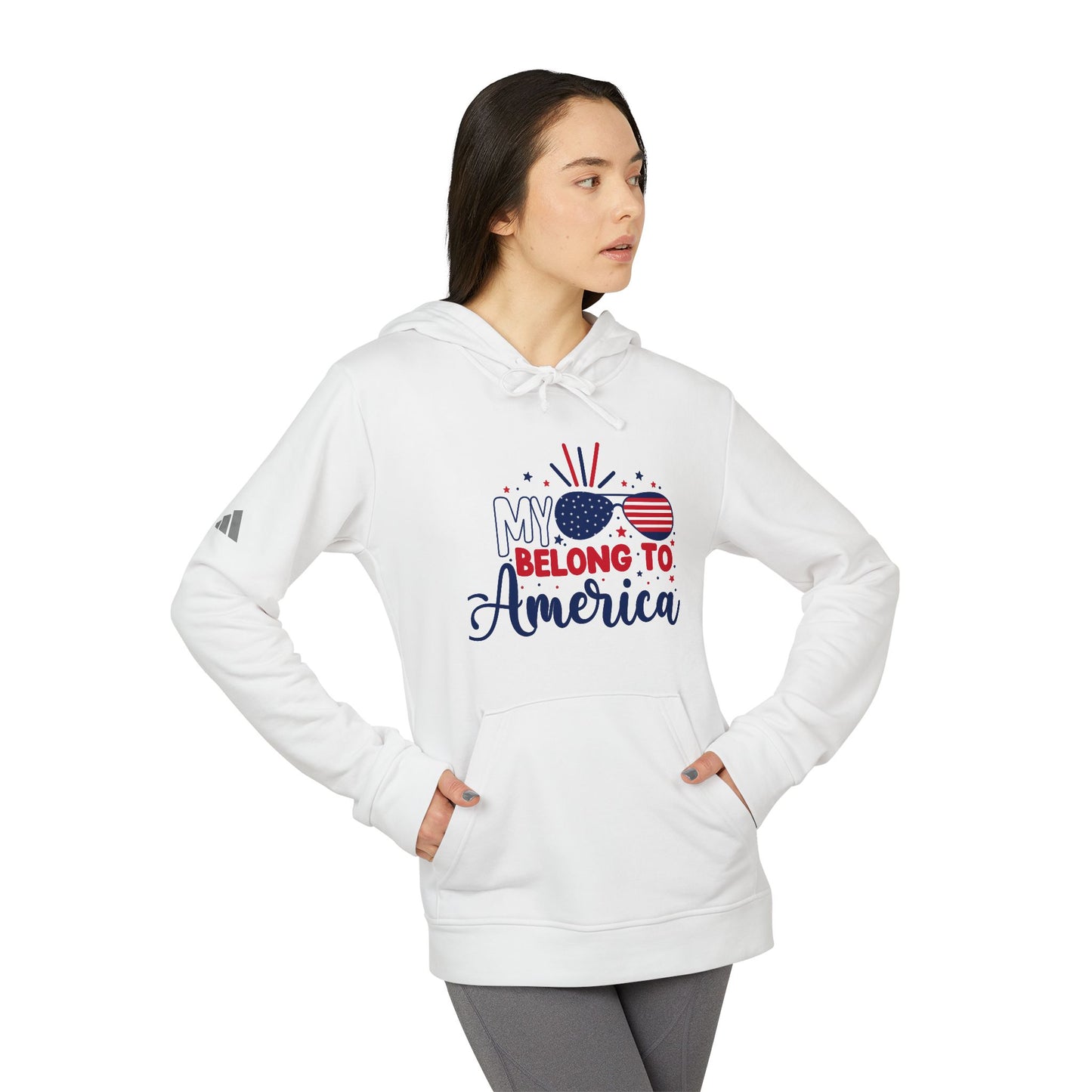 Patriotic Fleece Hoodie - My Heart Belongs to America, Cozy Apparel, Unisex Sweatshirt, Holiday Gift, Casual Style, Independence Day