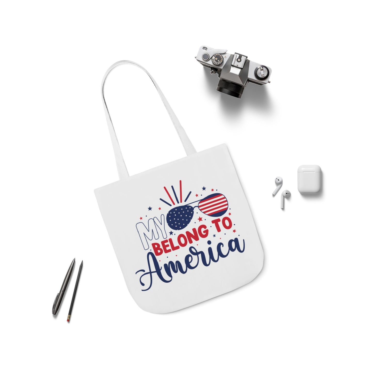 Patriotic Canvas Tote Bag, My Glasses Belong to America, 4th of July, Independence Day, Summer Beach Bag, Eco-Friendly Gift