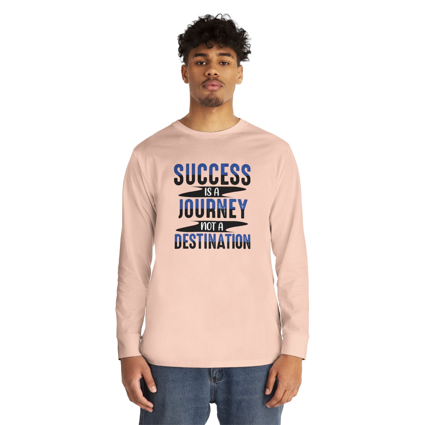 Inspirational Long Sleeve Crewneck Tee - Success is a Journey, Motivational Shirt, Gift for Graduates, Casual Wear, Unisex Tee