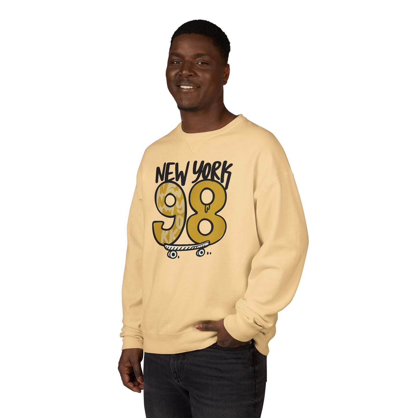 New York 98 Crewneck Sweatshirt, Unisex Sweatshirt, Casual Pullover, Skateboarder Gift, Streetwear Fashion, Comfortable Casual Wear