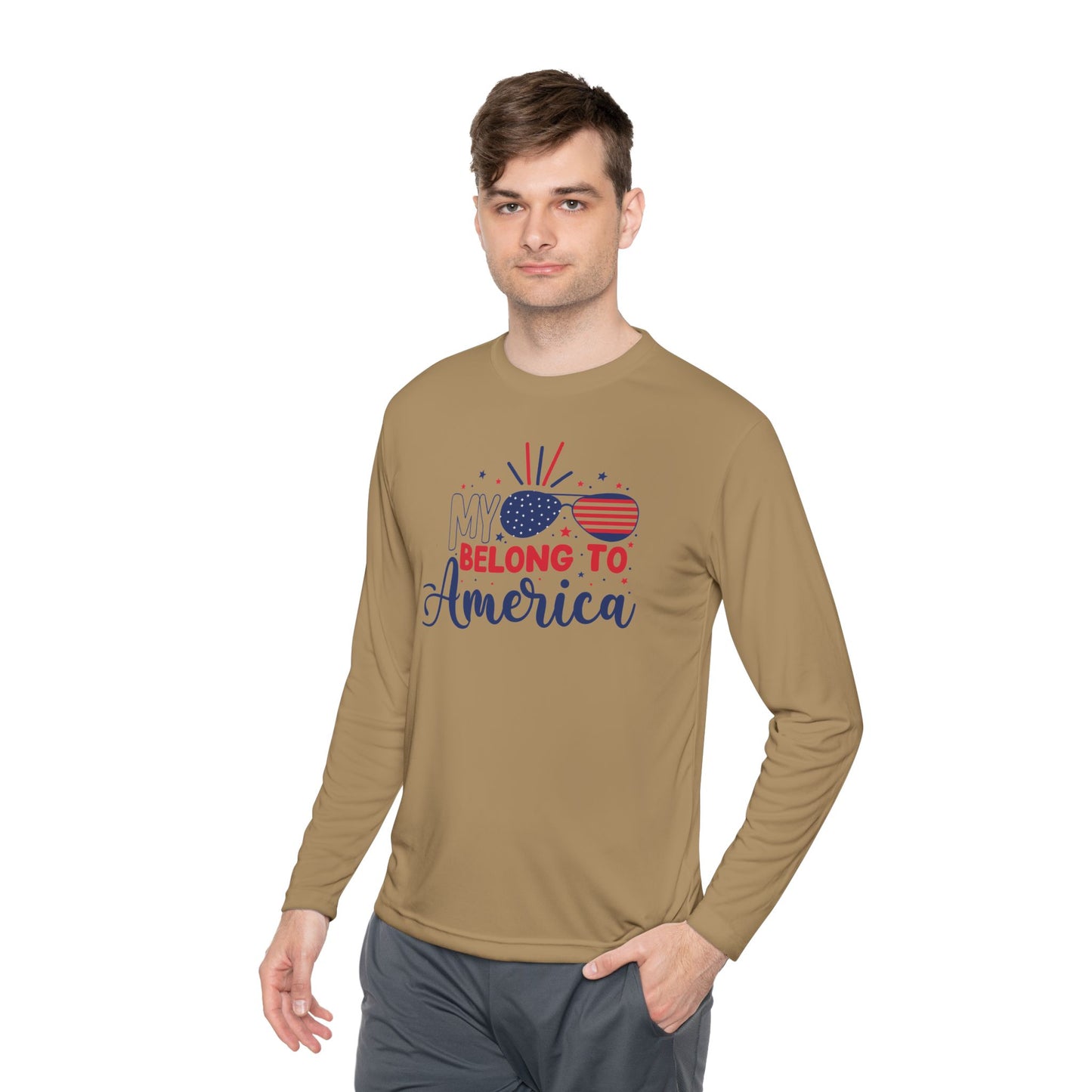 Unisex Long Sleeve Tee - My Heart Belongs to America, Fourth of July Shirt, Patriotic Tee, Independence Day Gift, Casual Americana Wear