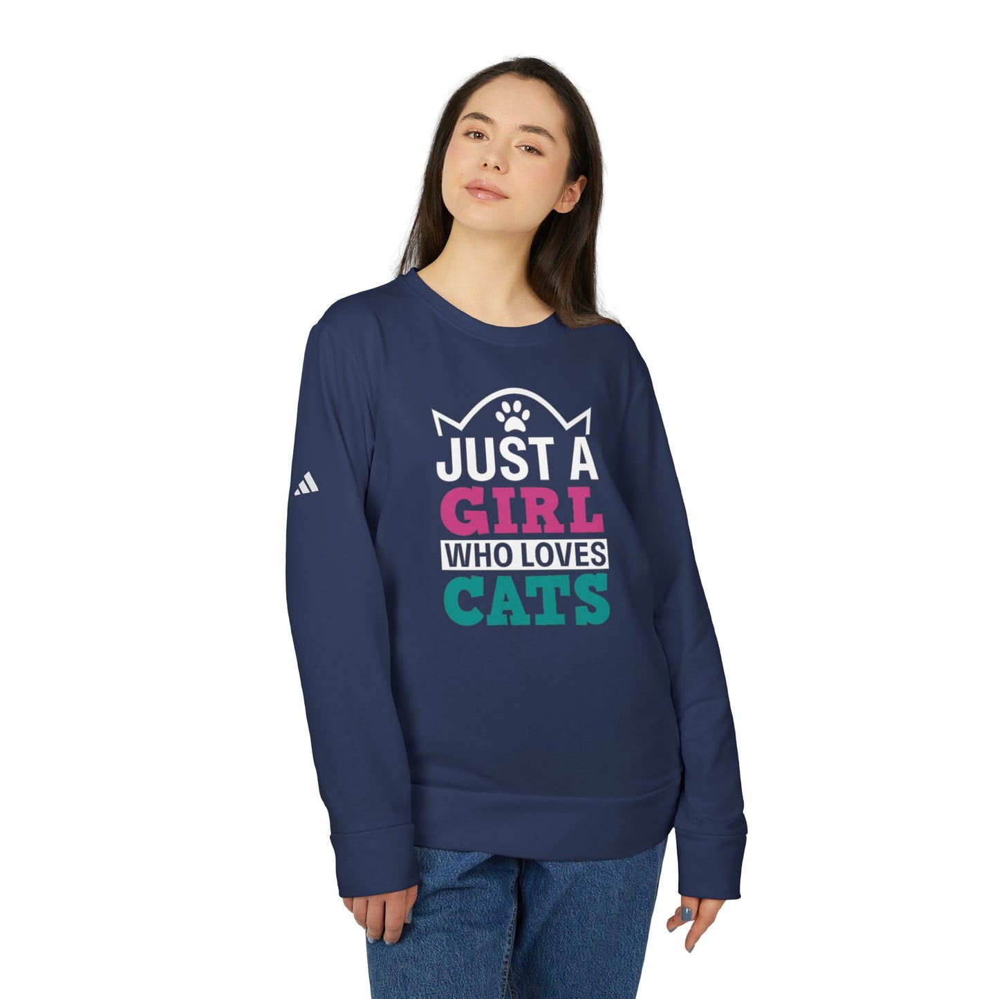 Just a Girl Who Loves Cats Sweatshirt, Cat Lover Gift, Unisex Fleece Crewneck, Cozy Cat Crew, Perfect for Fall & Winter
