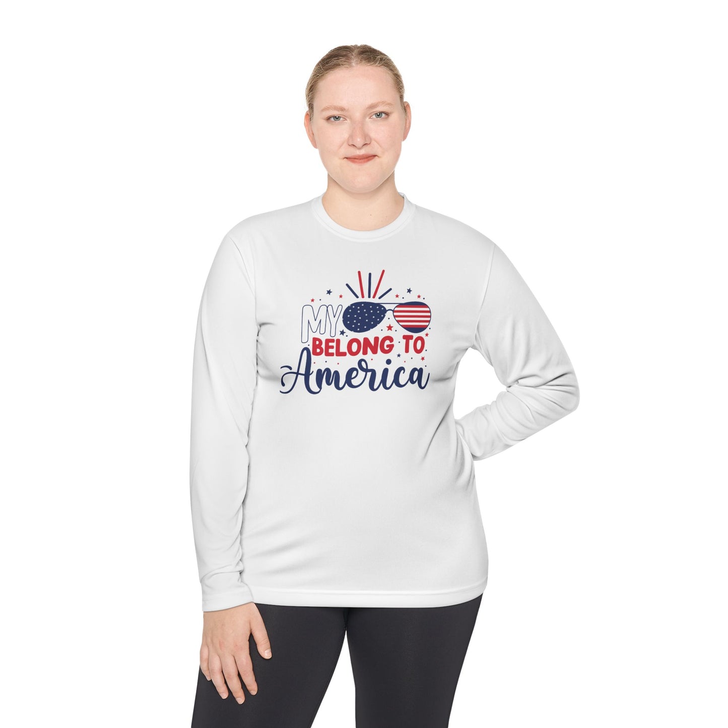 Unisex Long Sleeve Tee - My Heart Belongs to America, Fourth of July Shirt, Patriotic Tee, Independence Day Gift, Casual Americana Wear
