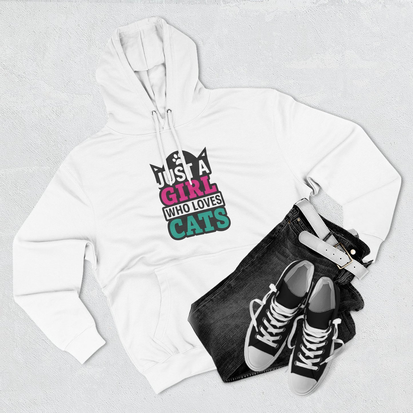 Just a Girl Who Loves Cats Hoodie, Cozy Cat Lover Sweatshirt, Gifts for Cat Owners, Cute Cat Apparel, Fleece Hoodie for Women