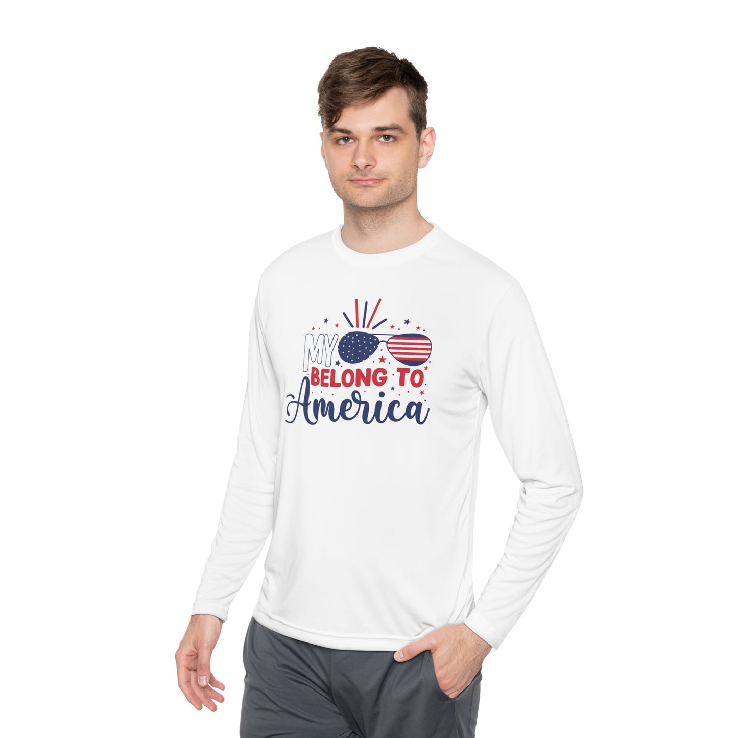 Unisex Long Sleeve Tee - My Heart Belongs to America, Fourth of July Shirt, Patriotic Tee, Independence Day Gift, Casual Americana Wear