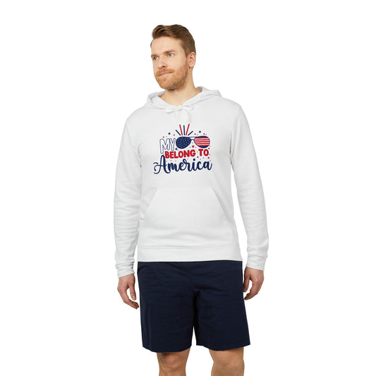 Patriotic Fleece Hoodie - My Heart Belongs to America, Cozy Apparel, Unisex Sweatshirt, Holiday Gift, Casual Style, Independence Day