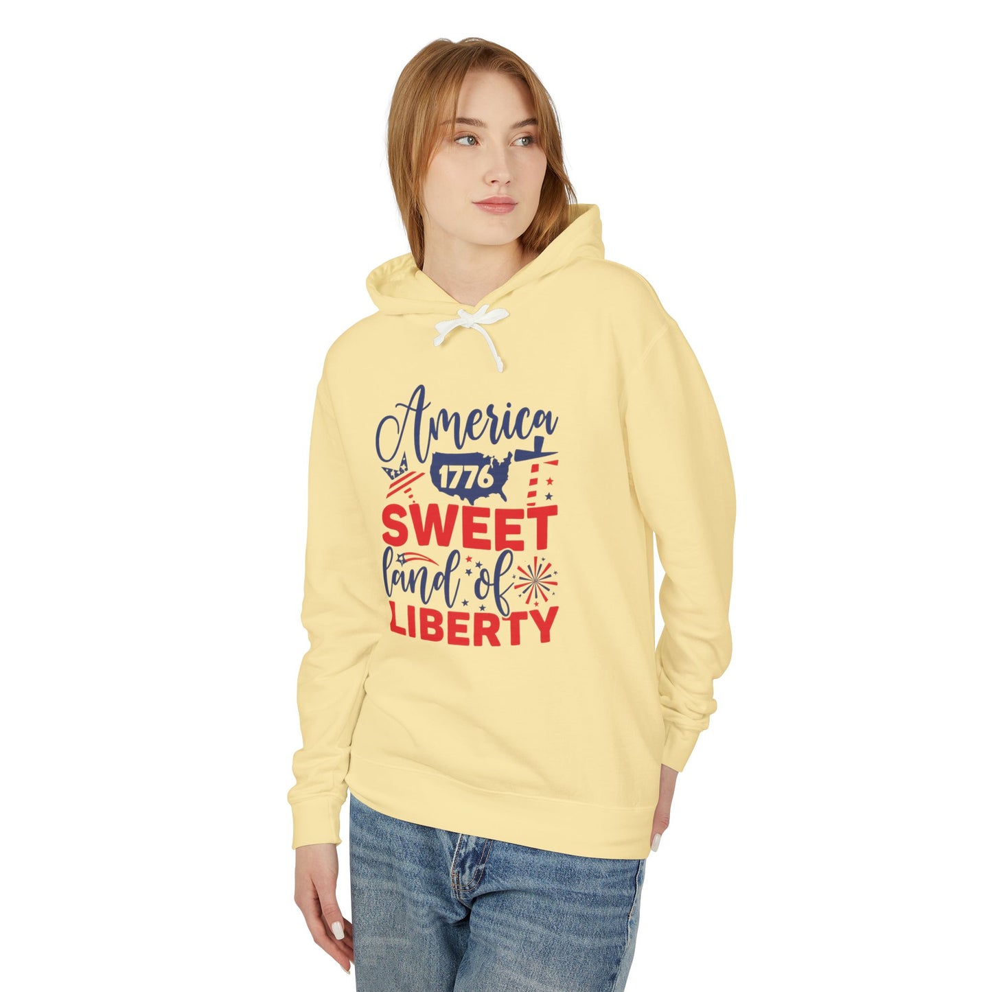 Unisex Lightweight Hooded Sweatshirt - Sweet Land of Liberty, Patriotic Hoodie, 4th of July Gift, USA Pride Apparel, American Freedom Style