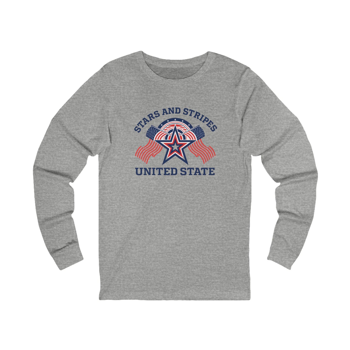 Unisex Long Sleeve Tee - Stars and Stripes, Perfect for Patriotic Events, Gifts, Casual Wear, Independence Day, USA Apparel