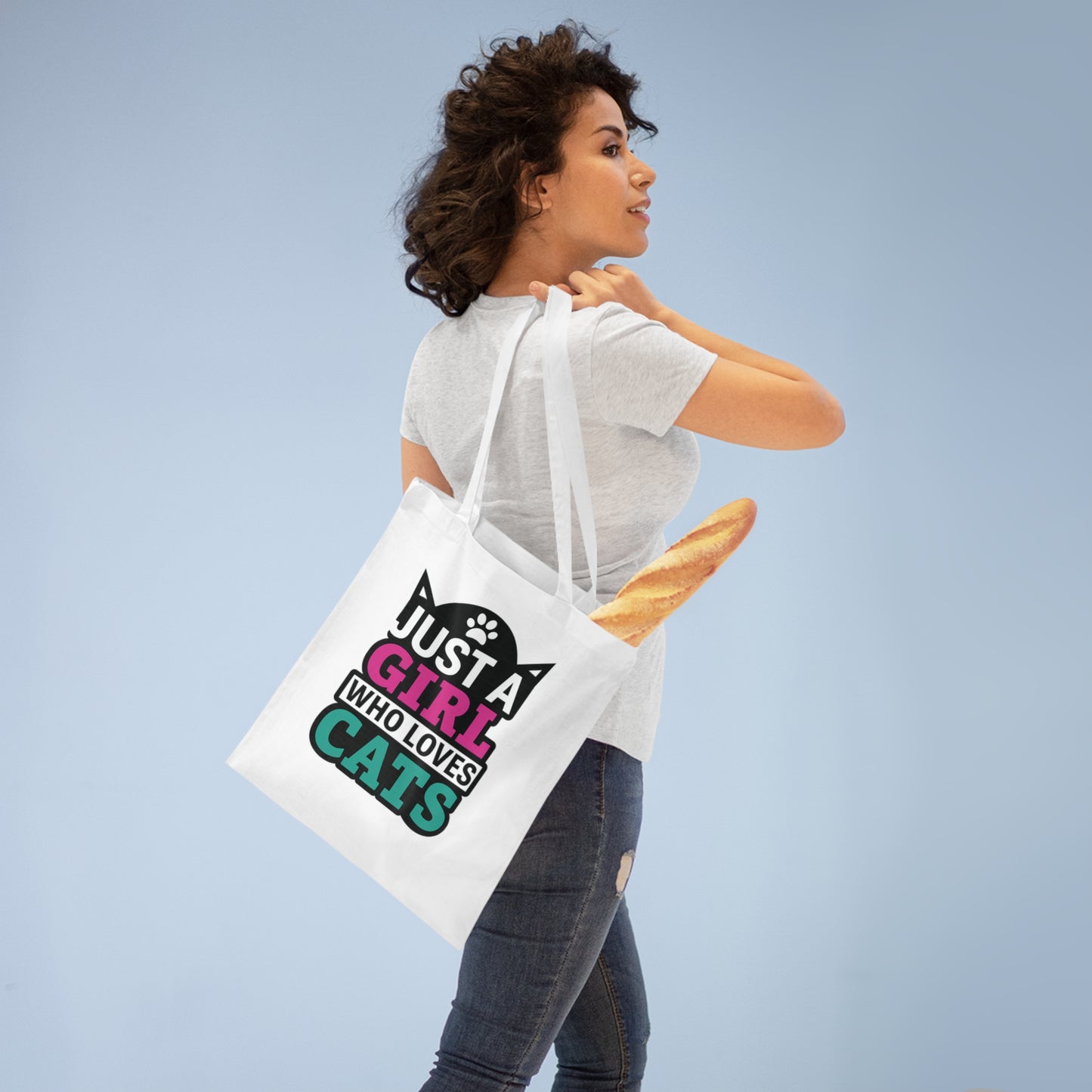 Just a Girl Who Loves Cats Tote Bag | Cat Lover Gift, Eco-Friendly Bag, Women’s Tote, Fun Shopping Bag, Animal Lover Accessory