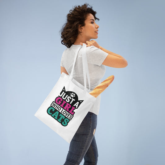 Just a Girl Who Loves Cats Tote Bag | Cat Lover Gift, Eco-Friendly Bag, Women’s Tote, Fun Shopping Bag, Animal Lover Accessory