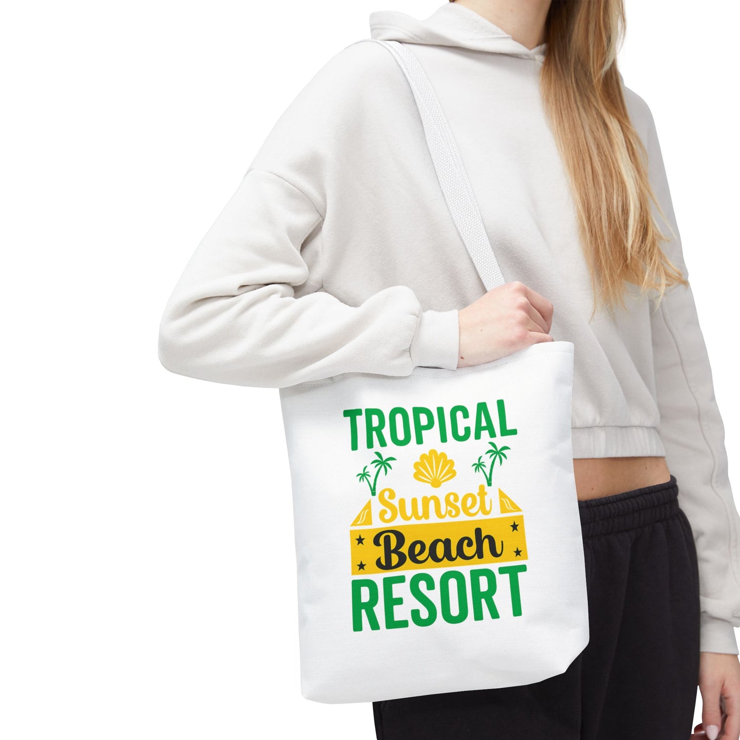 Tote Bag for Beach Lovers, Tropical Sunset Resort Tote, Eco-Friendly Beach Bag, Vacation Essentials, Summer Fun