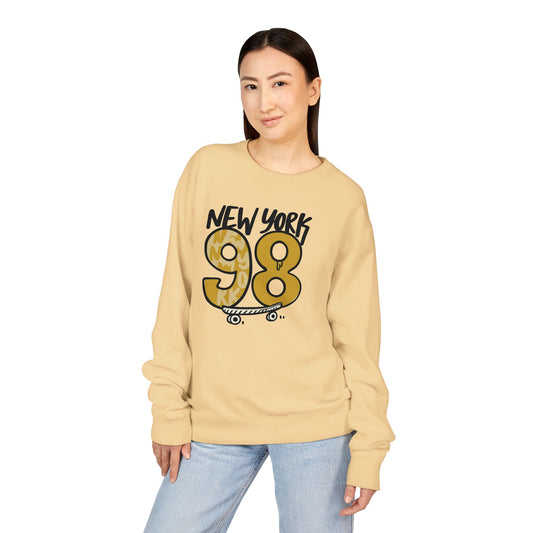 New York 98 Crewneck Sweatshirt, Unisex Sweatshirt, Casual Pullover, Skateboarder Gift, Streetwear Fashion, Comfortable Casual Wear