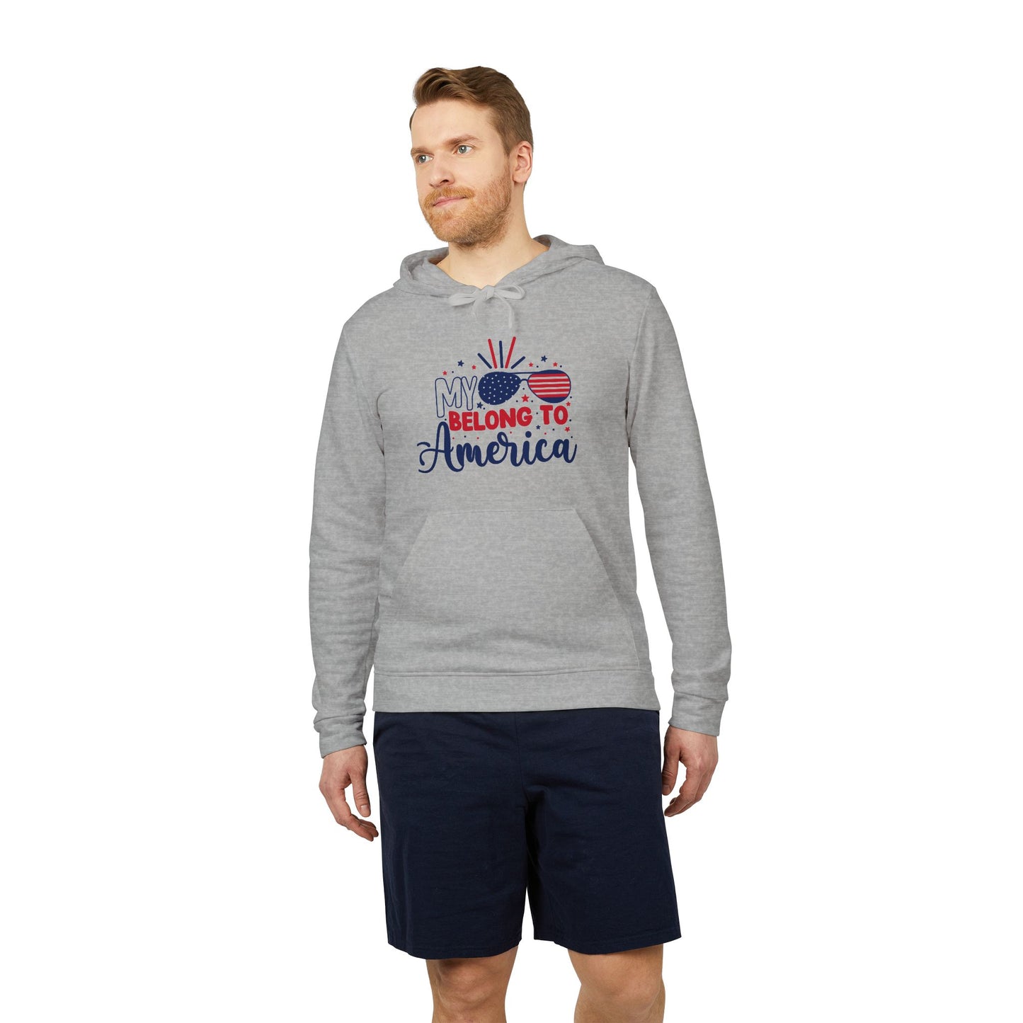 Patriotic Fleece Hoodie - My Heart Belongs to America, Cozy Apparel, Unisex Sweatshirt, Holiday Gift, Casual Style, Independence Day