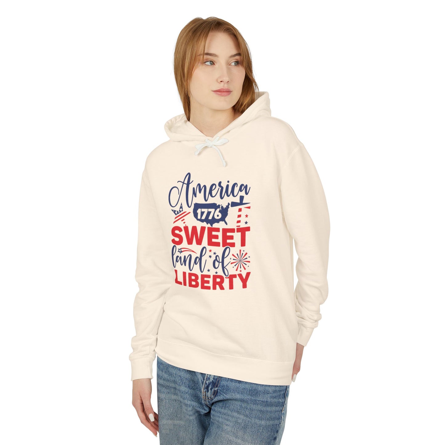 Unisex Lightweight Hooded Sweatshirt - Sweet Land of Liberty, Patriotic Hoodie, 4th of July Gift, USA Pride Apparel, American Freedom Style