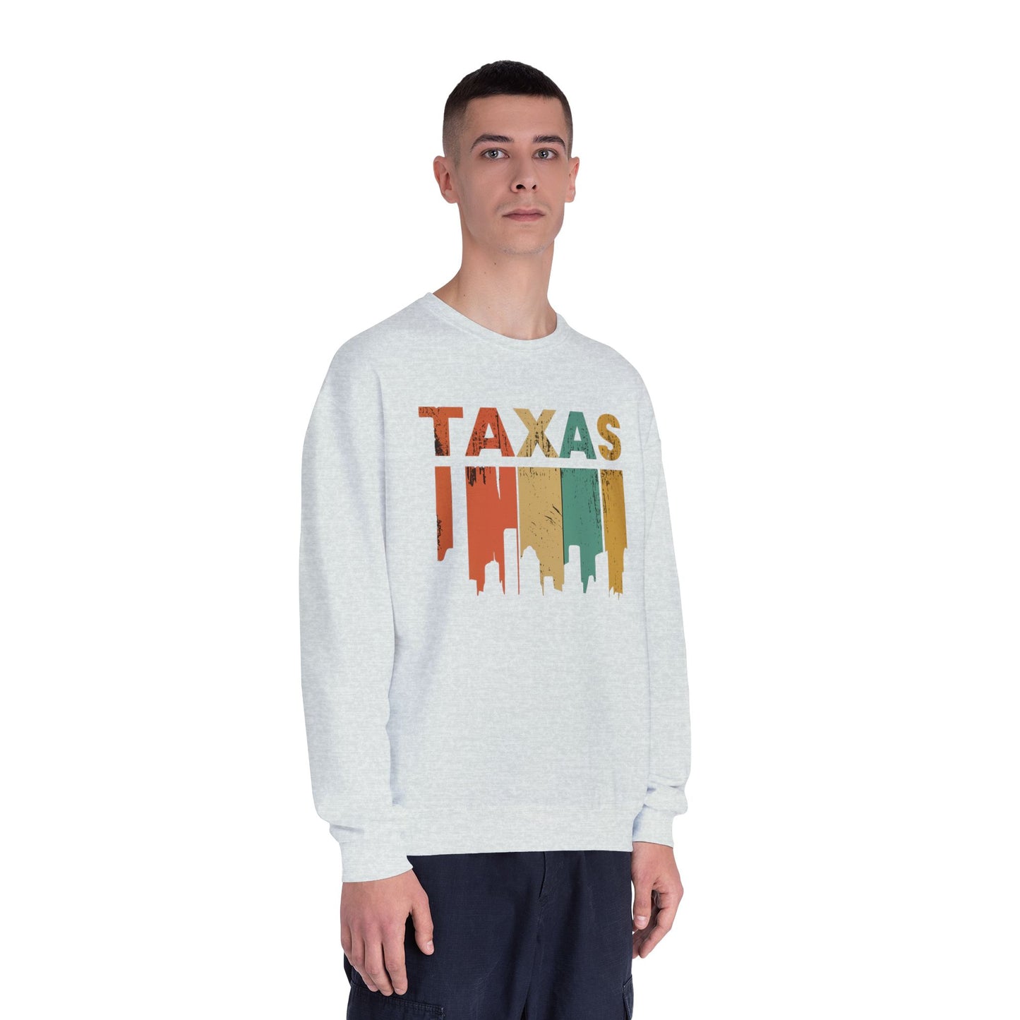 Texas Skyline Unisex Crewneck Sweatshirt, Casual Outfit, Gift for Texans, Texas Pride, Travel Souvenir, Cozy Layer