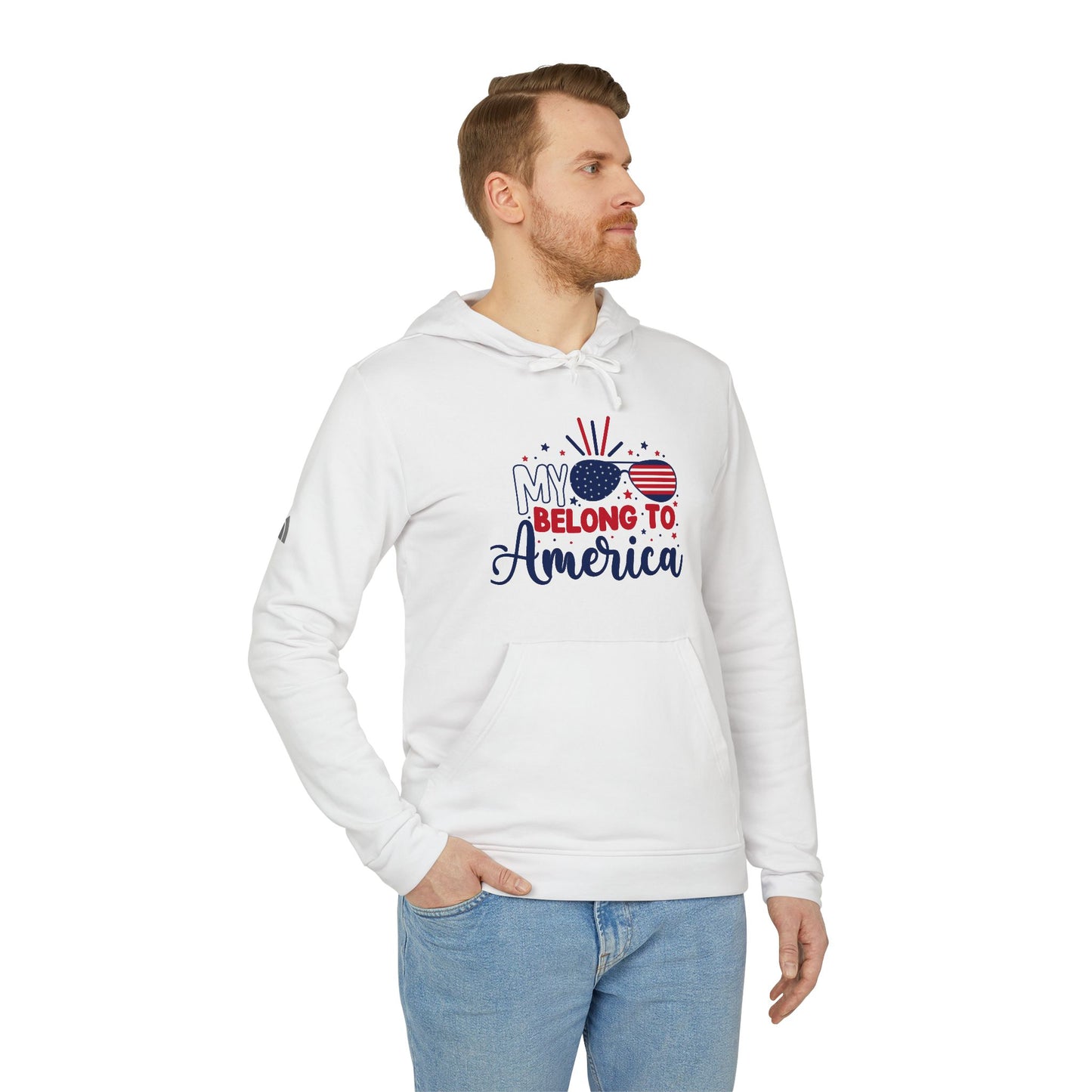 Patriotic Fleece Hoodie - My Heart Belongs to America, Cozy Apparel, Unisex Sweatshirt, Holiday Gift, Casual Style, Independence Day
