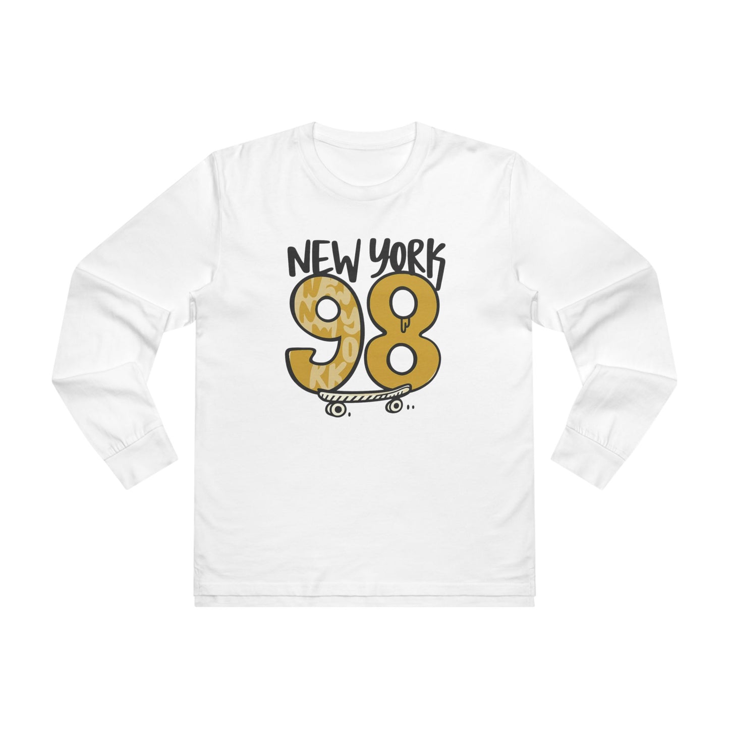 New York 98 Longsleeve Tee for Skateboard Enthusiasts, Casual Wear, Gifts for Him, Trendy Streetwear, New York Inspired Apparel