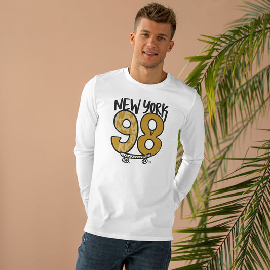 New York 98 Longsleeve Tee for Skateboard Enthusiasts, Casual Wear, Gifts for Him, Trendy Streetwear, New York Inspired Apparel