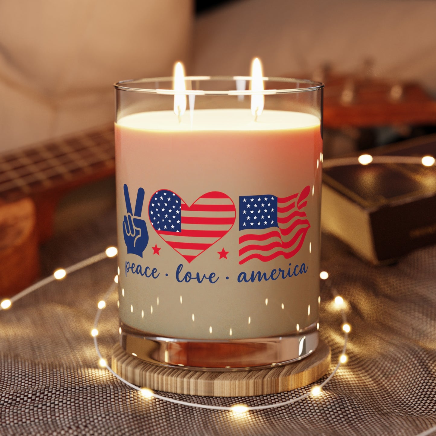 Patriotic Scented Candle - Peace, Love, America, Independence Day, Home Decor, Gift for Her, Relaxation, Aromatherapy