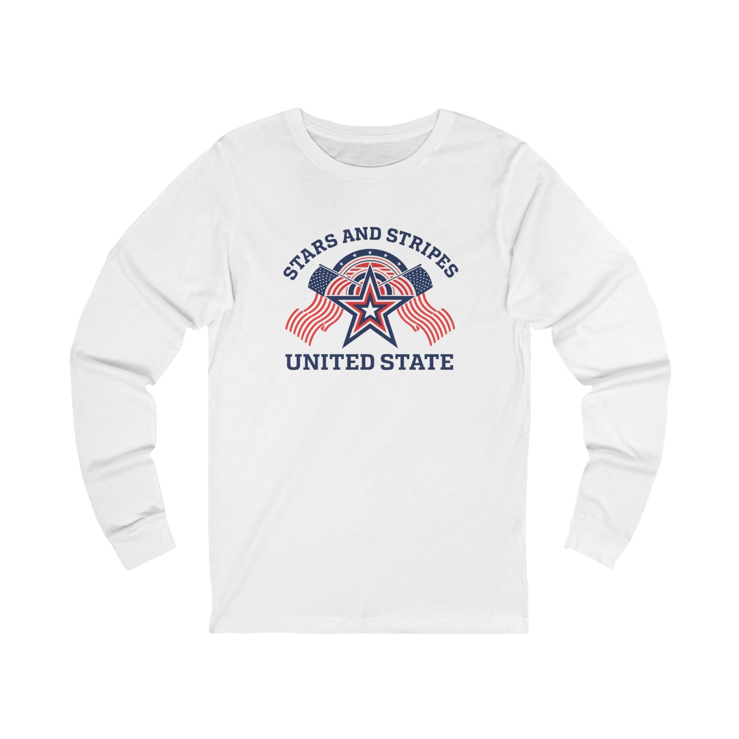 Unisex Long Sleeve Tee - Stars and Stripes, Perfect for Patriotic Events, Gifts, Casual Wear, Independence Day, USA Apparel