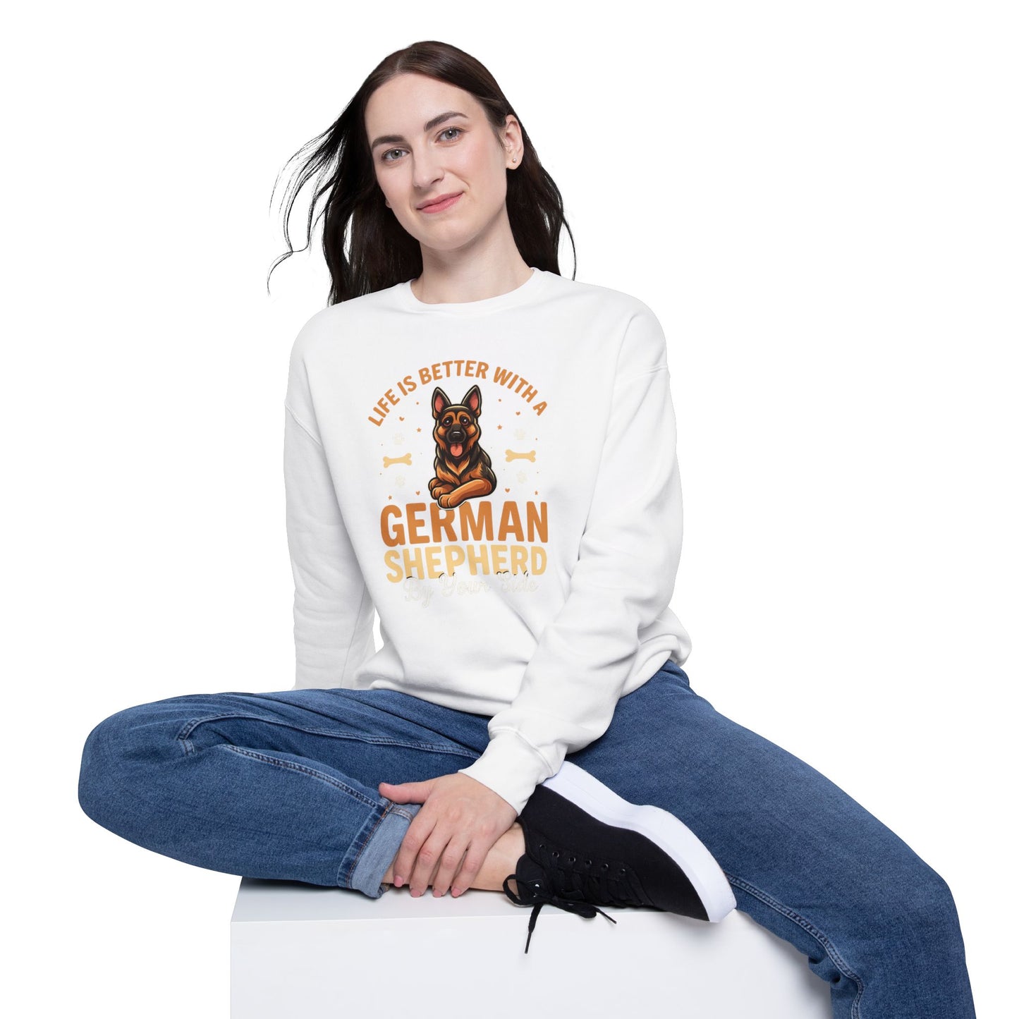 German Shepherd Lover Unisex Drop Shoulder Sweatshirt, Cute Dog Lover Gift, Pet Parent Apparel, Animal Lover Sweatshirt, Cozy Dog Sweatshirt