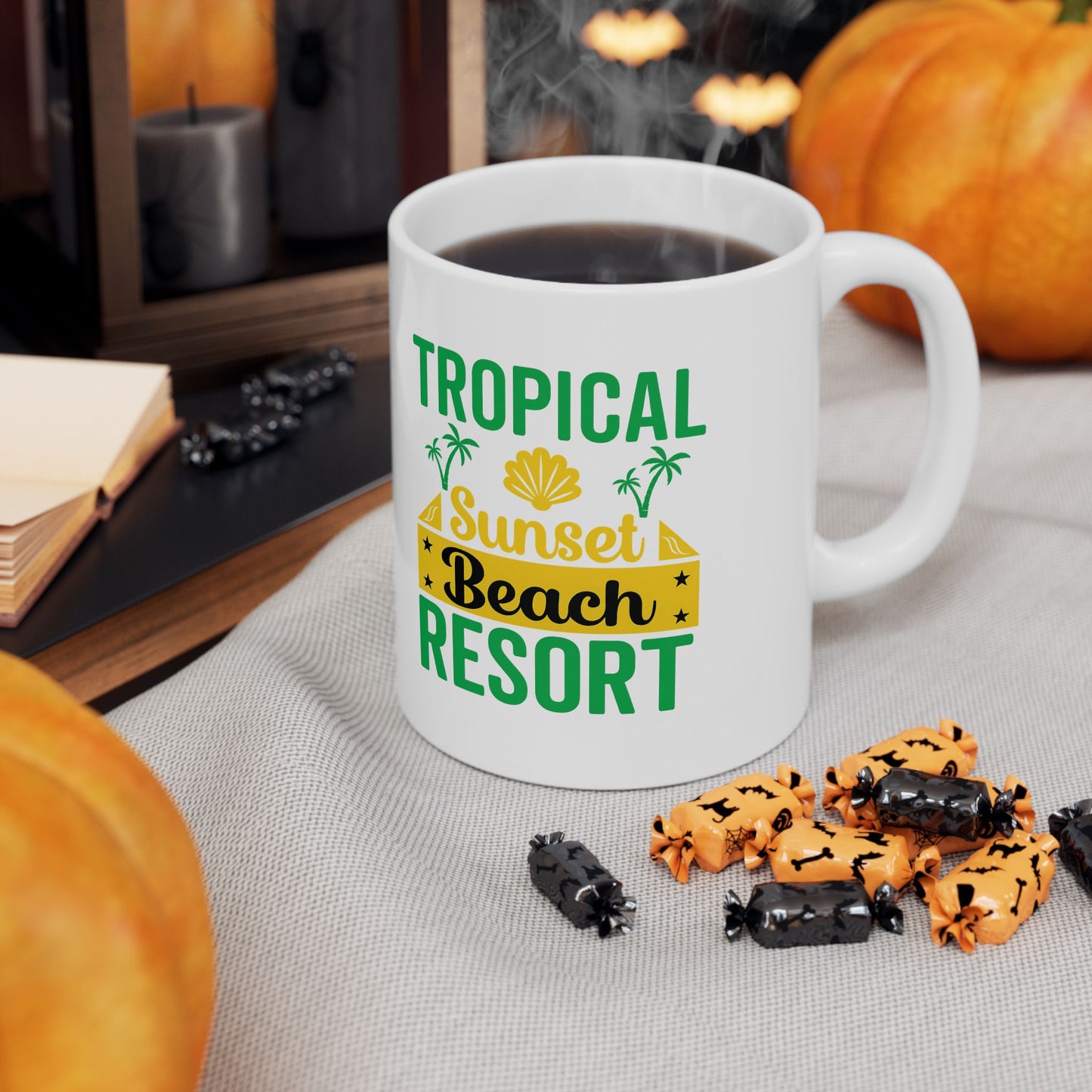 Tropical Escape Mug | Summer Beach Resort Coffee Cup for Beach Lovers | Relaxation Gift, Vacation Vibe, Fun Drinkware