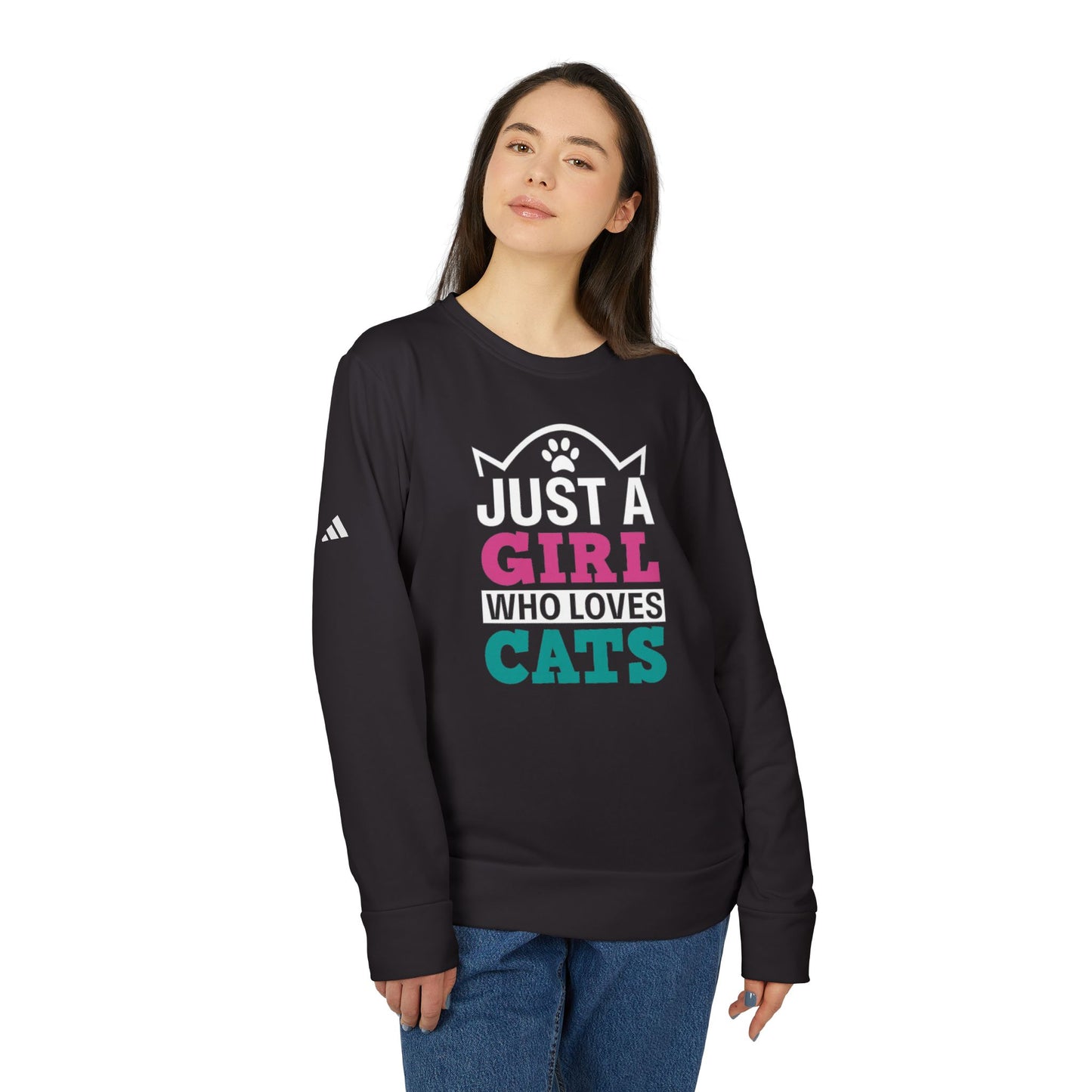 Just a Girl Who Loves Cats Sweatshirt, Cat Lover Gift, Unisex Fleece Crewneck, Cozy Cat Crew, Perfect for Fall & Winter