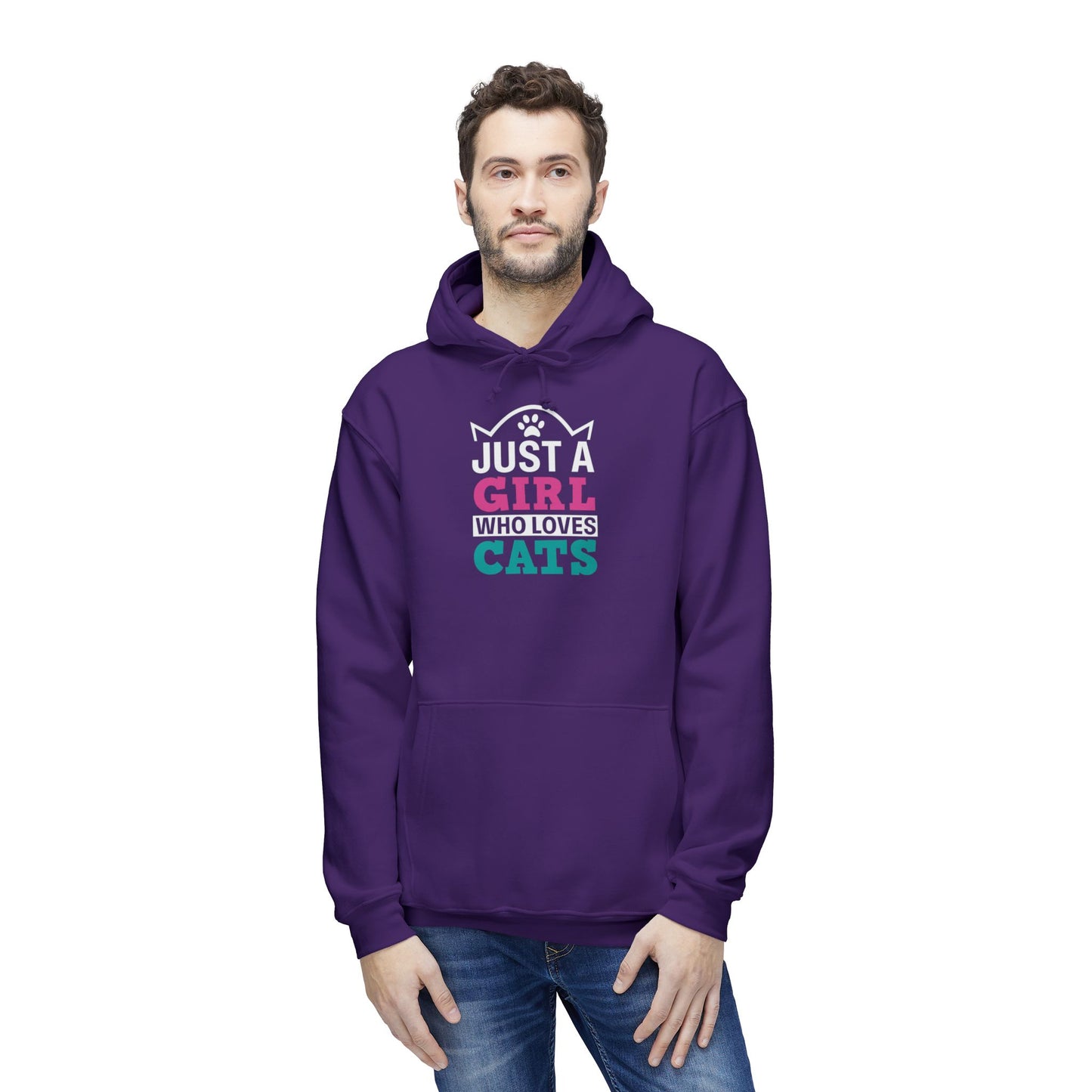 Just a Girl Who Loves Cats Unisex Hoodie, Cat Lover Gift, Cute Sweatshirt, Animal Lover Apparel, Cozy Fashion for Women