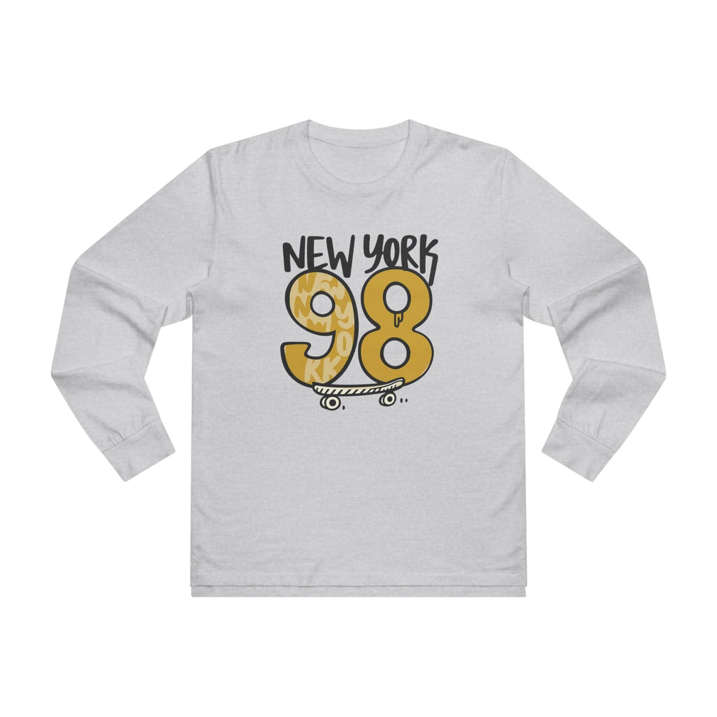 New York 98 Longsleeve Tee for Skateboard Enthusiasts, Casual Wear, Gifts for Him, Trendy Streetwear, New York Inspired Apparel