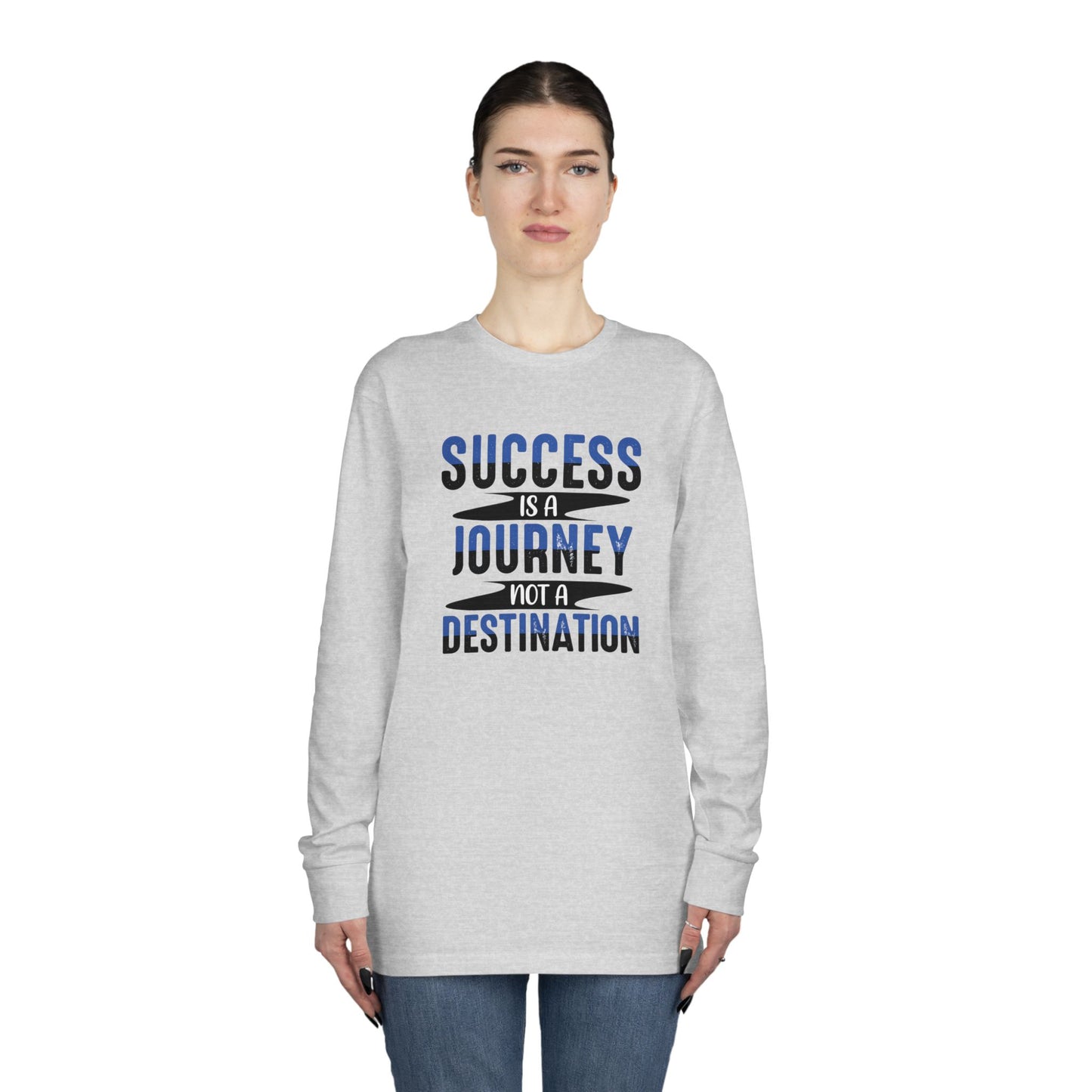 Inspirational Long Sleeve Crewneck Tee - Success is a Journey, Motivational Shirt, Gift for Graduates, Casual Wear, Unisex Tee