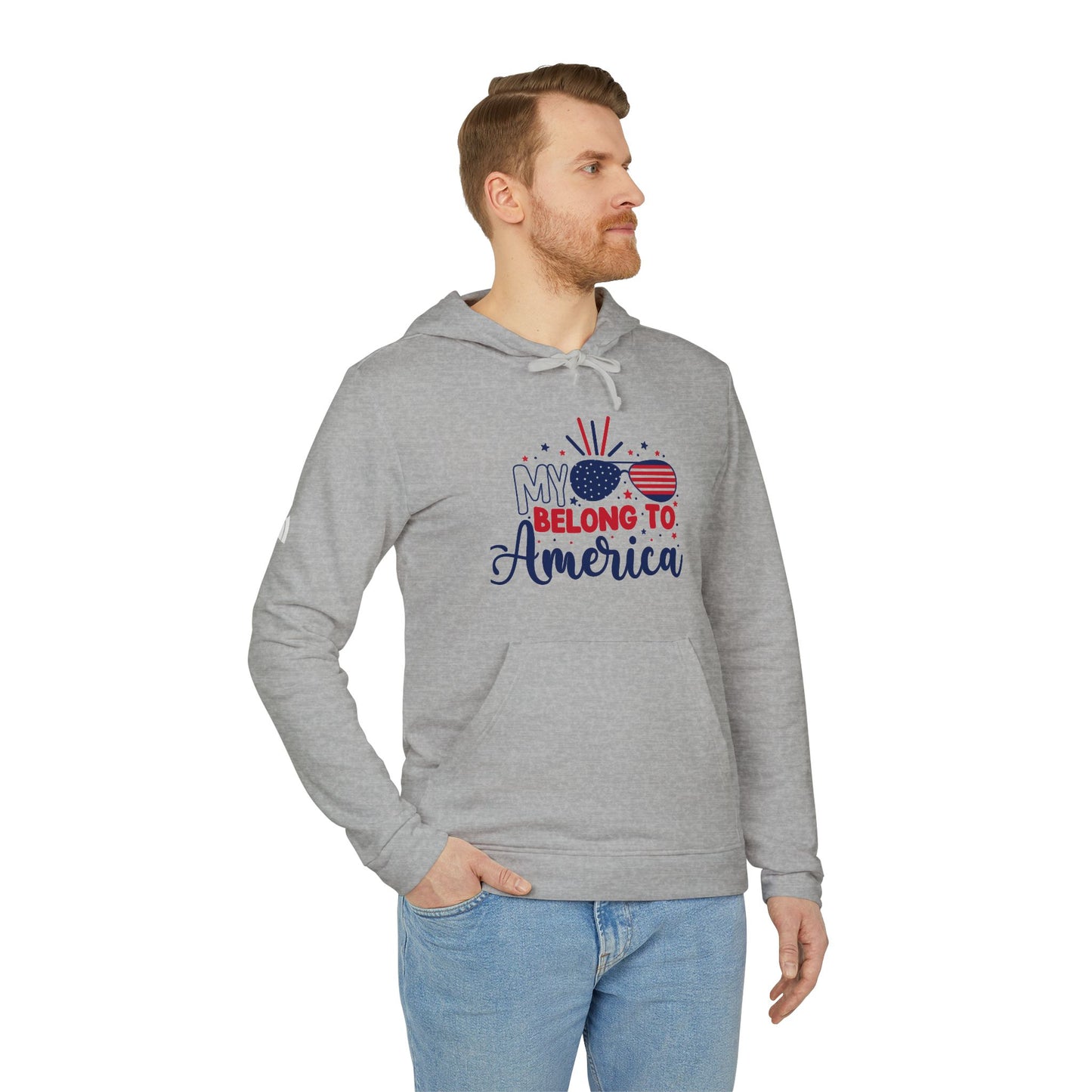 Patriotic Fleece Hoodie - My Heart Belongs to America, Cozy Apparel, Unisex Sweatshirt, Holiday Gift, Casual Style, Independence Day