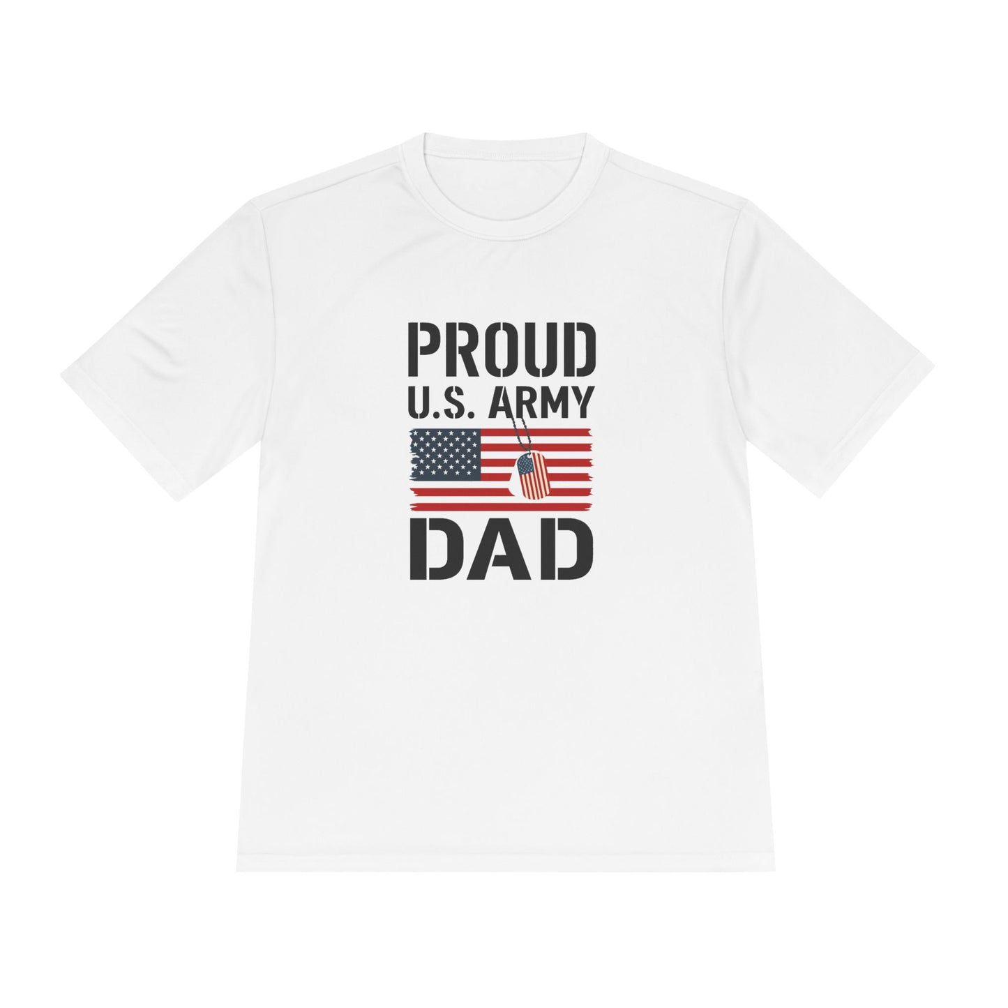 Proud Army Dad Moisture-Wicking Tee, Gift for Military Fathers, Patriotic Workout Shirt, Father's Day Gift, Casual Summer Top, Activewear