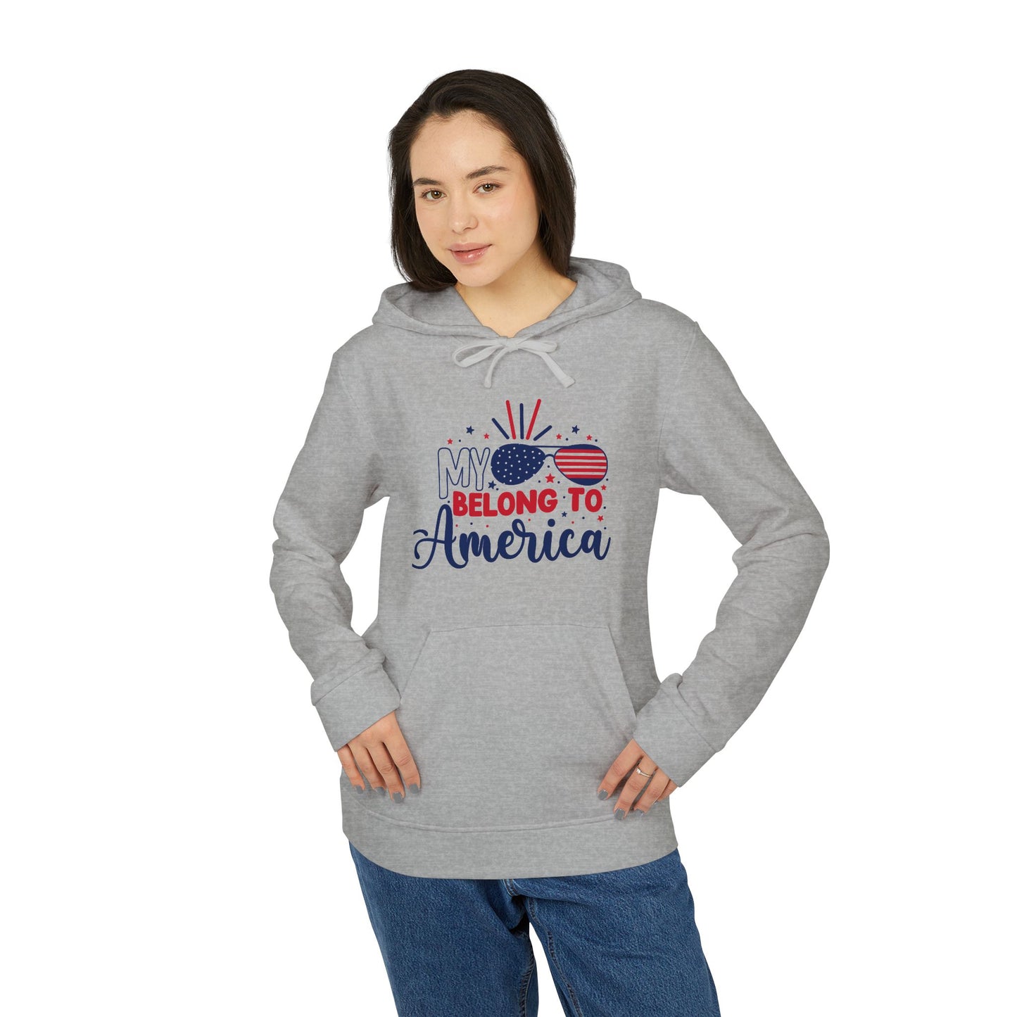 Patriotic Fleece Hoodie - My Heart Belongs to America, Cozy Apparel, Unisex Sweatshirt, Holiday Gift, Casual Style, Independence Day