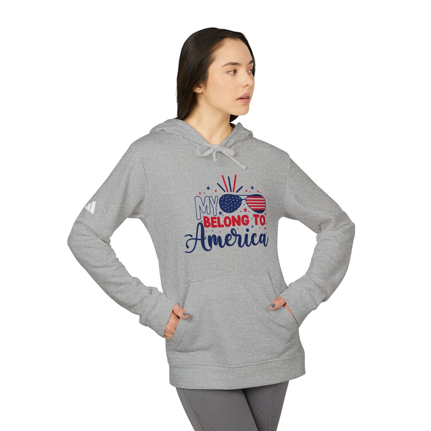 Patriotic Fleece Hoodie - My Heart Belongs to America, Cozy Apparel, Unisex Sweatshirt, Holiday Gift, Casual Style, Independence Day