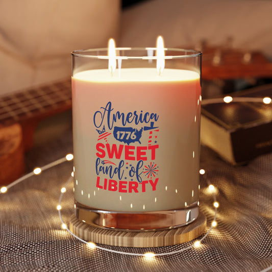 Patriotic Scented Candle - America Sweet Land of Liberty, 4th of July Decor, Gifts for Veterans, Home Fragrance, Memorial Day