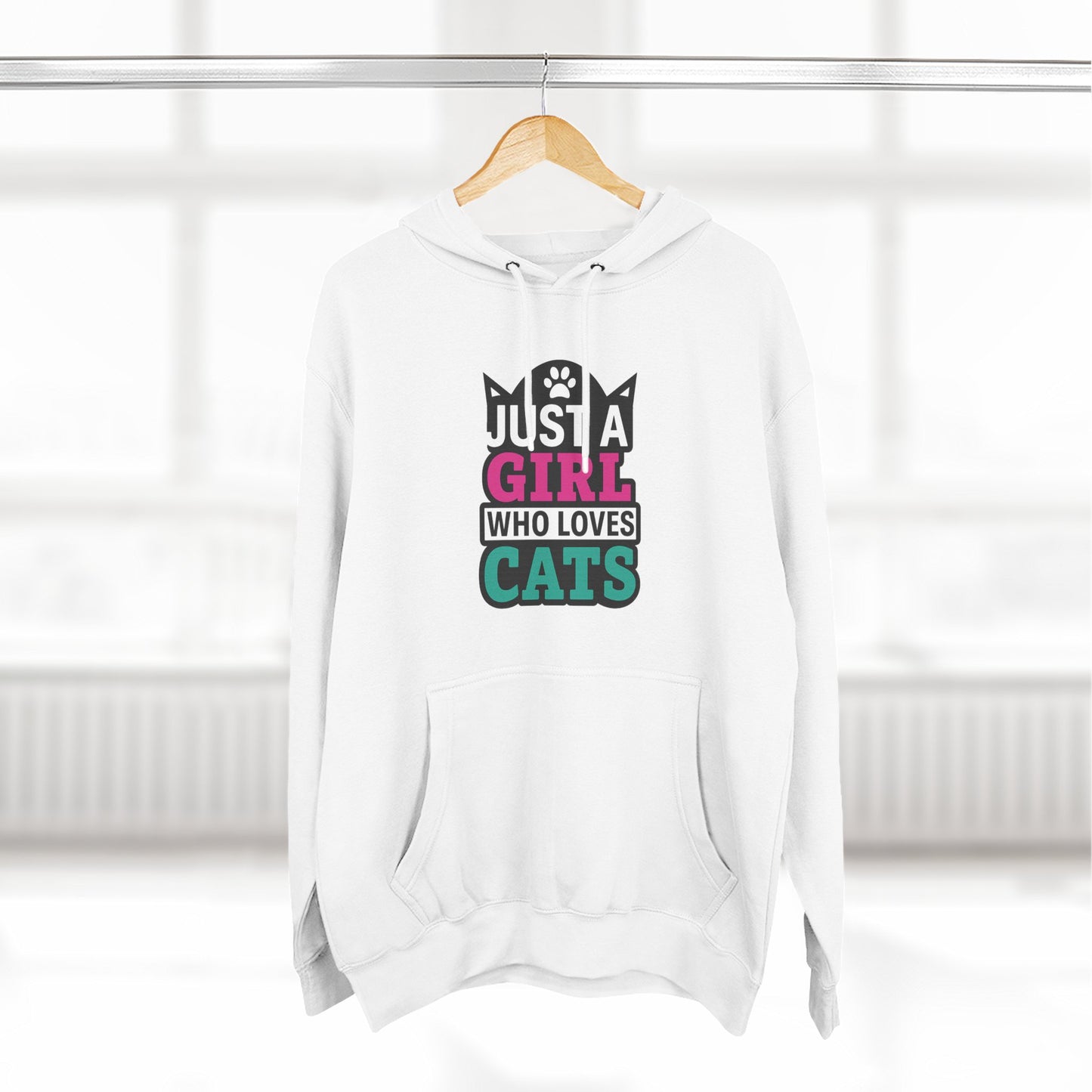 Just a Girl Who Loves Cats Hoodie, Cozy Cat Lover Sweatshirt, Gifts for Cat Owners, Cute Cat Apparel, Fleece Hoodie for Women