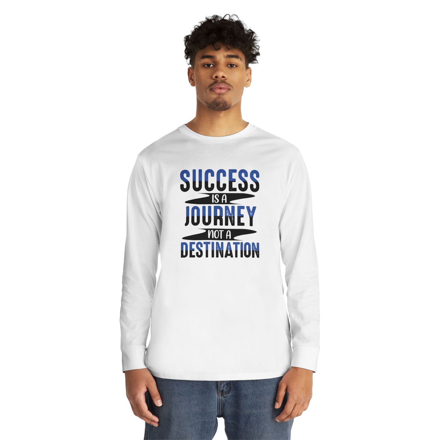 Inspirational Long Sleeve Crewneck Tee - Success is a Journey, Motivational Shirt, Gift for Graduates, Casual Wear, Unisex Tee