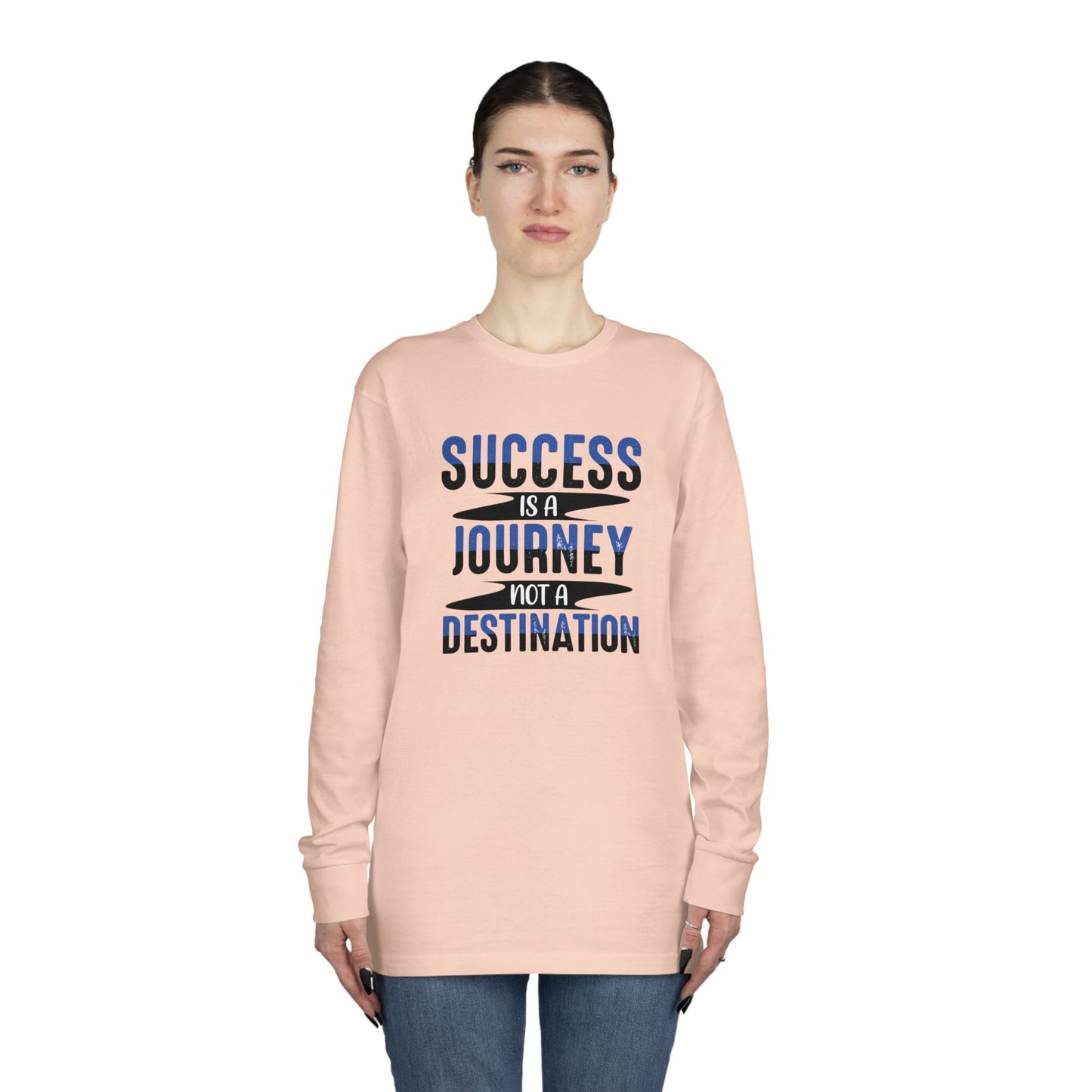 Inspirational Long Sleeve Crewneck Tee - Success is a Journey, Motivational Shirt, Gift for Graduates, Casual Wear, Unisex Tee