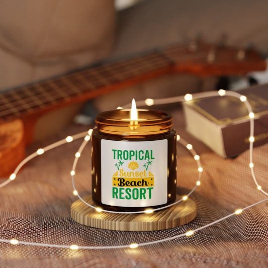 Tropical Sunset Beach Resort Scented Candle, Relaxing Home Decor, Eco-Friendly Gift, Summer Vibes, Spa Gift