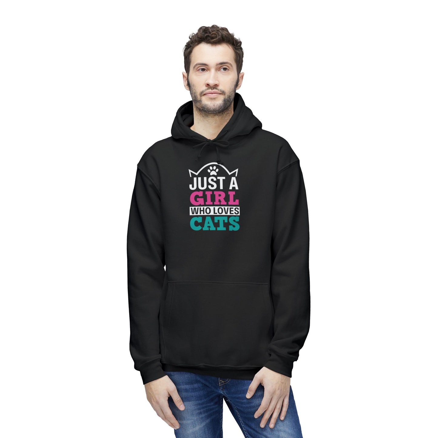 Just a Girl Who Loves Cats Unisex Hoodie, Cat Lover Gift, Cute Sweatshirt, Animal Lover Apparel, Cozy Fashion for Women