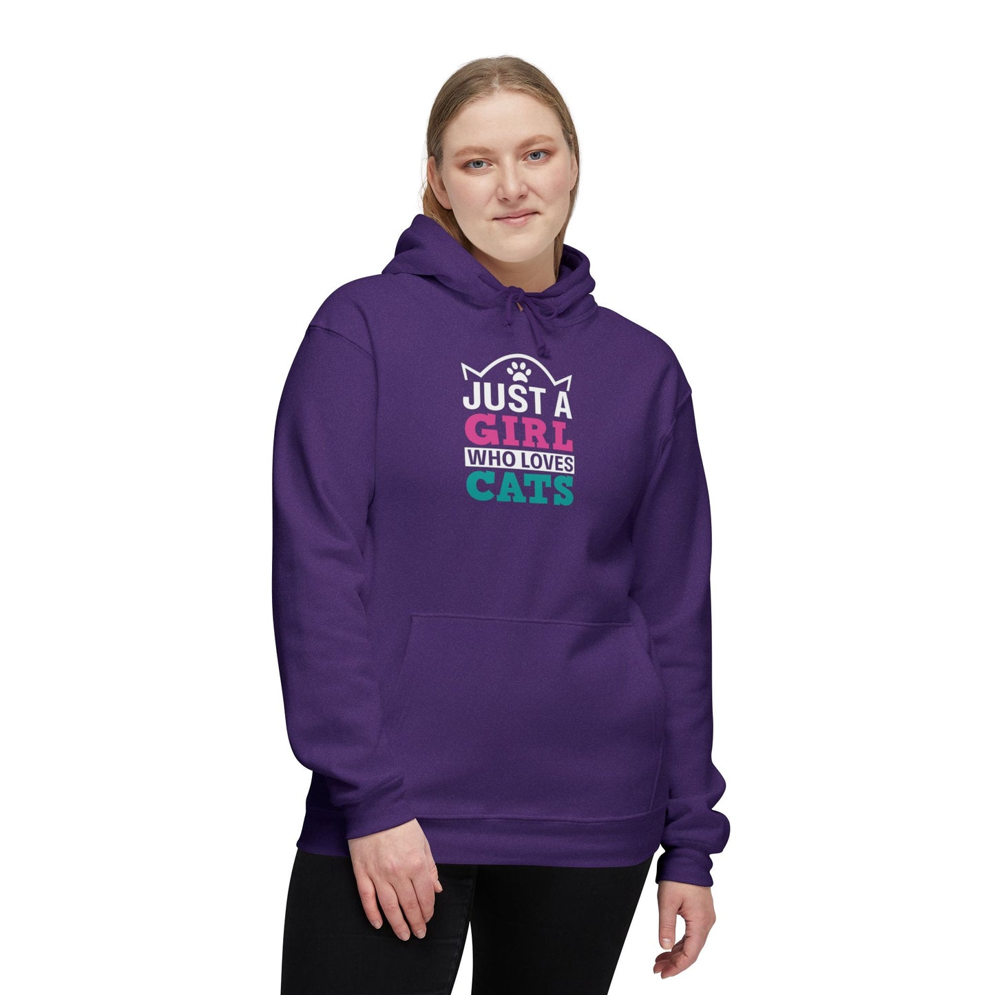 Just a Girl Who Loves Cats Unisex Hoodie, Cat Lover Gift, Cute Sweatshirt, Animal Lover Apparel, Cozy Fashion for Women